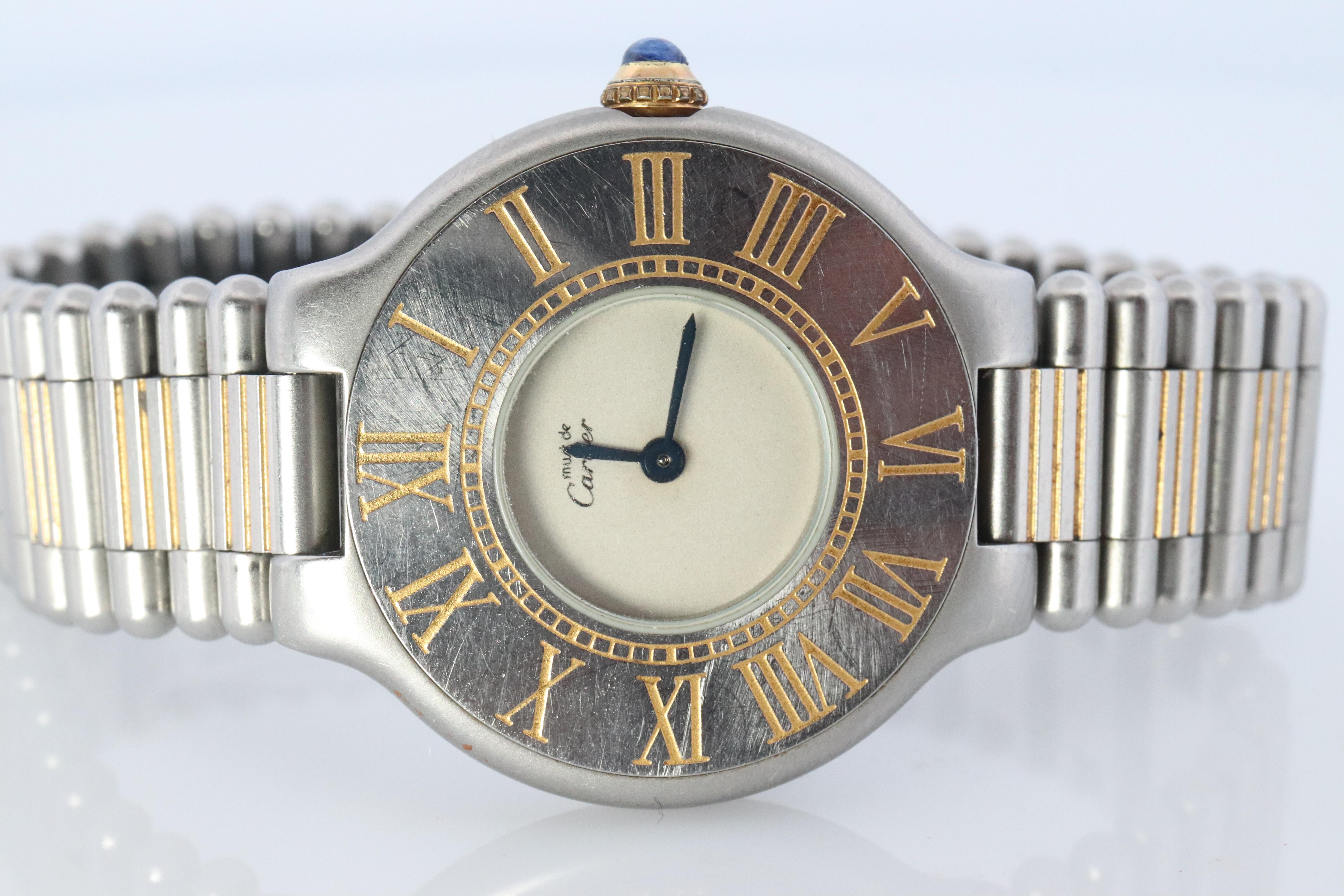 Modern Genuine Cartier 9010 Watch. Must de Cartier 21 Stainless Steel Quartz Watch.