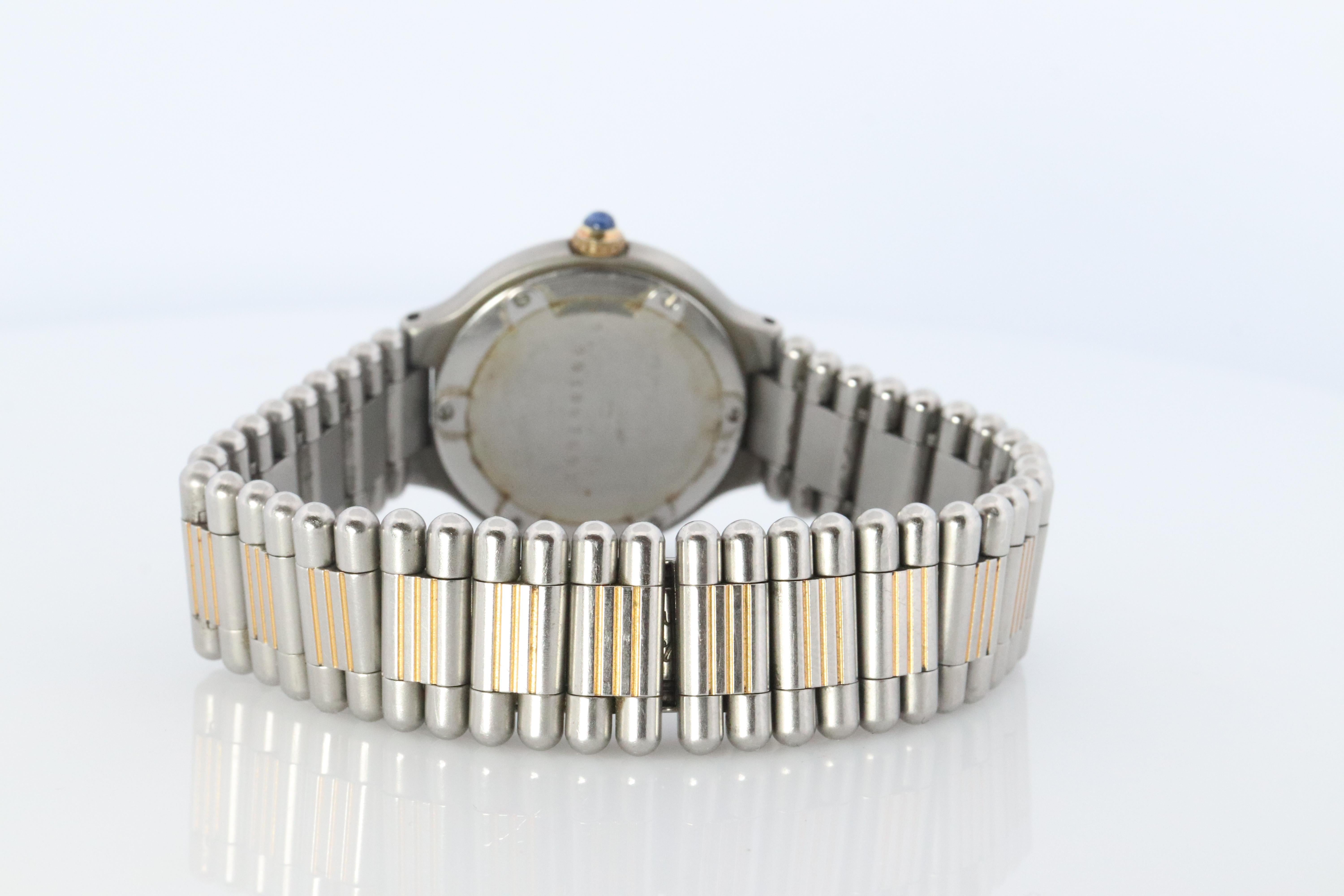 Genuine Cartier 9010 Watch. Must de Cartier 21 Stainless Steel Quartz Watch. In Good Condition In Port Charlotte, FL