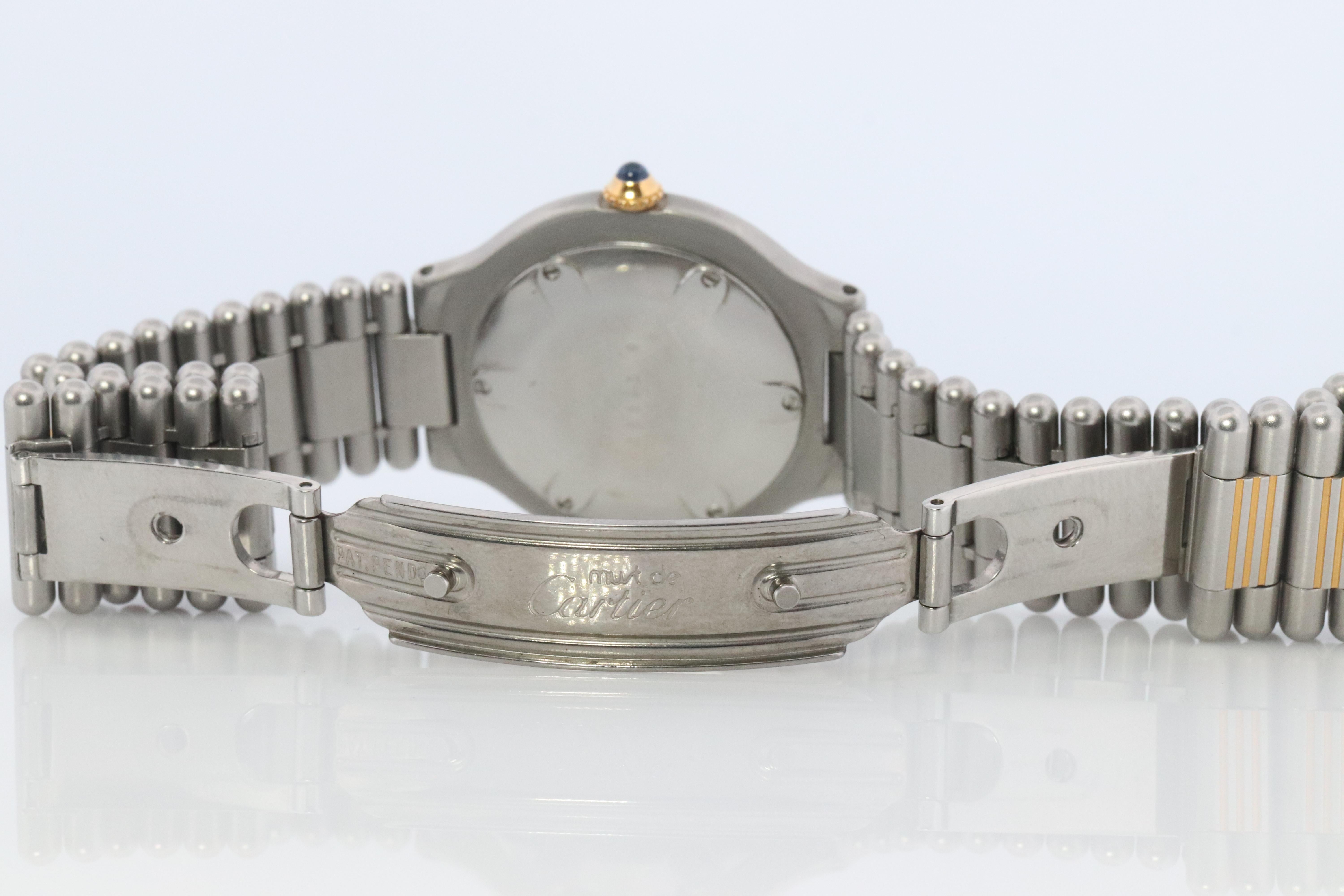 Cabochon Genuine Cartier B01952 Watch. Must de Cartier 21 Stainless Steel Quartz Watch. For Sale