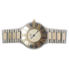 Reloj Cartier B01952 auténtico. Reloj de cuarzo Must de Cartier 21 de acero inoxidable.