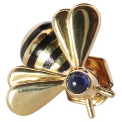 Genuine Cartier Bee Brooch. 18k Yellow Gold Sapphire BumbleBee Pin.