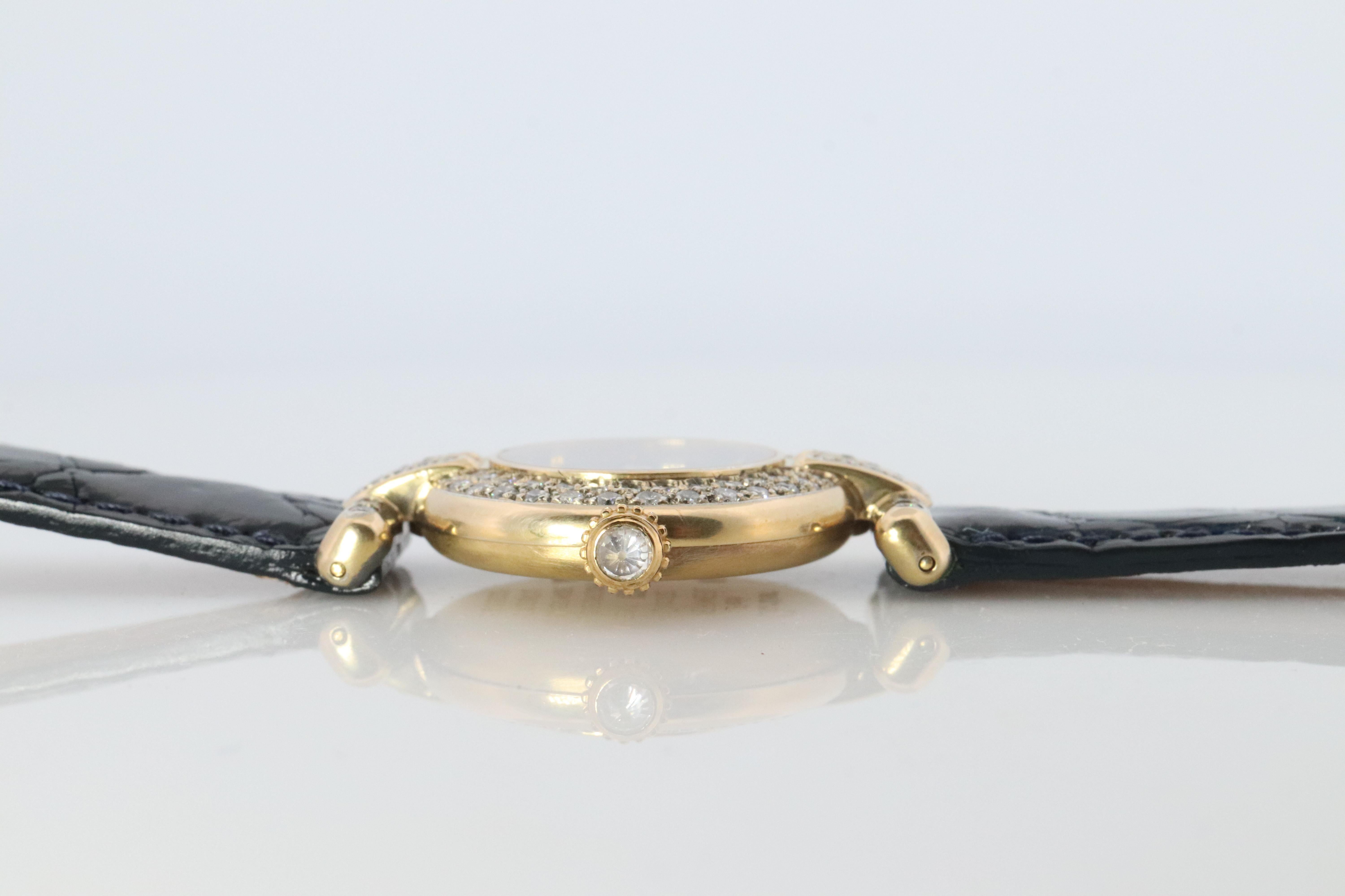 De las mujeres Genuino Reloj Cartier Diamante Must de Cartier Colisee Redondo Argent 590002 en venta