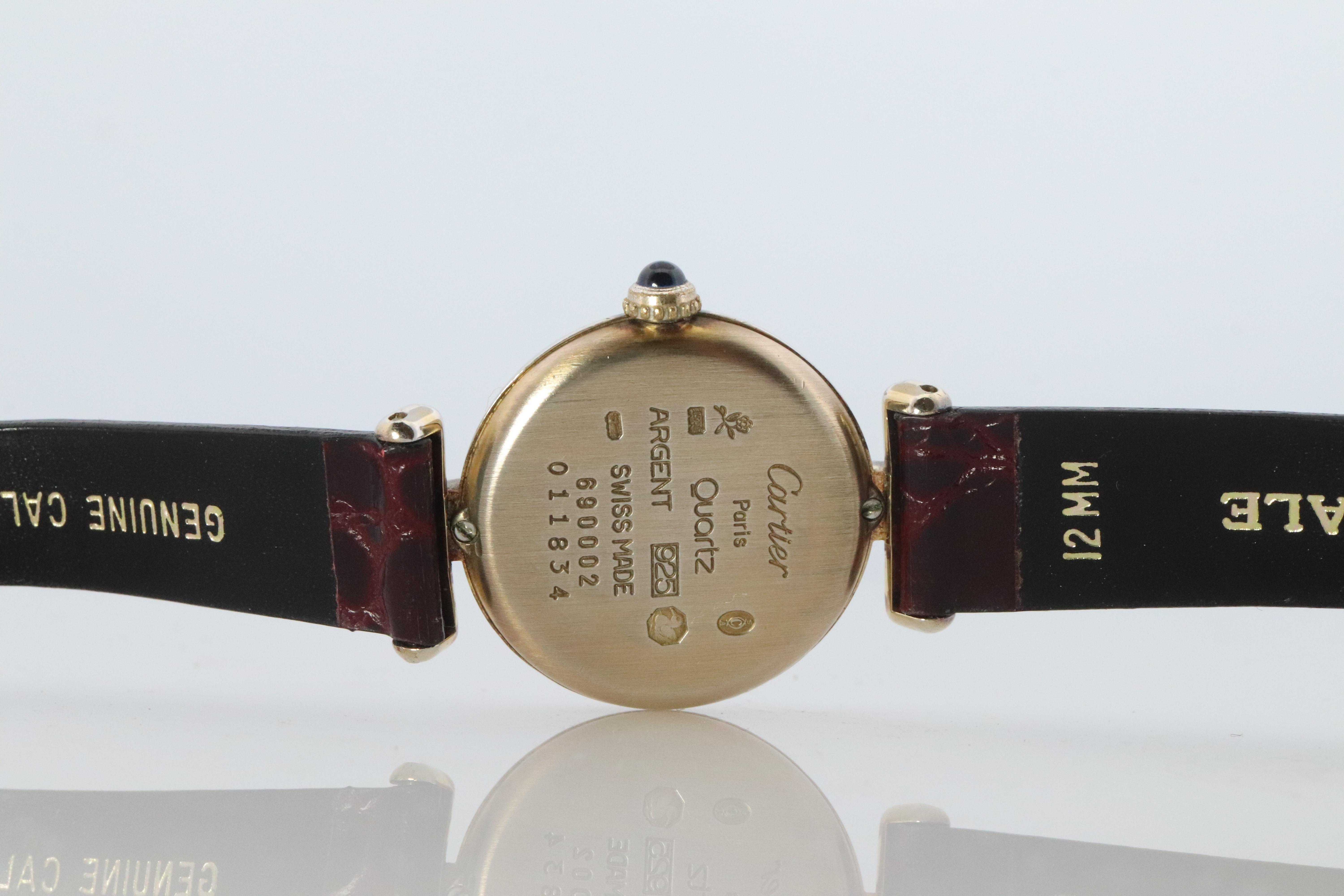 Autentico orologio con diamanti Must de Cartier Colisee Round Argent 690002 in vendita 4