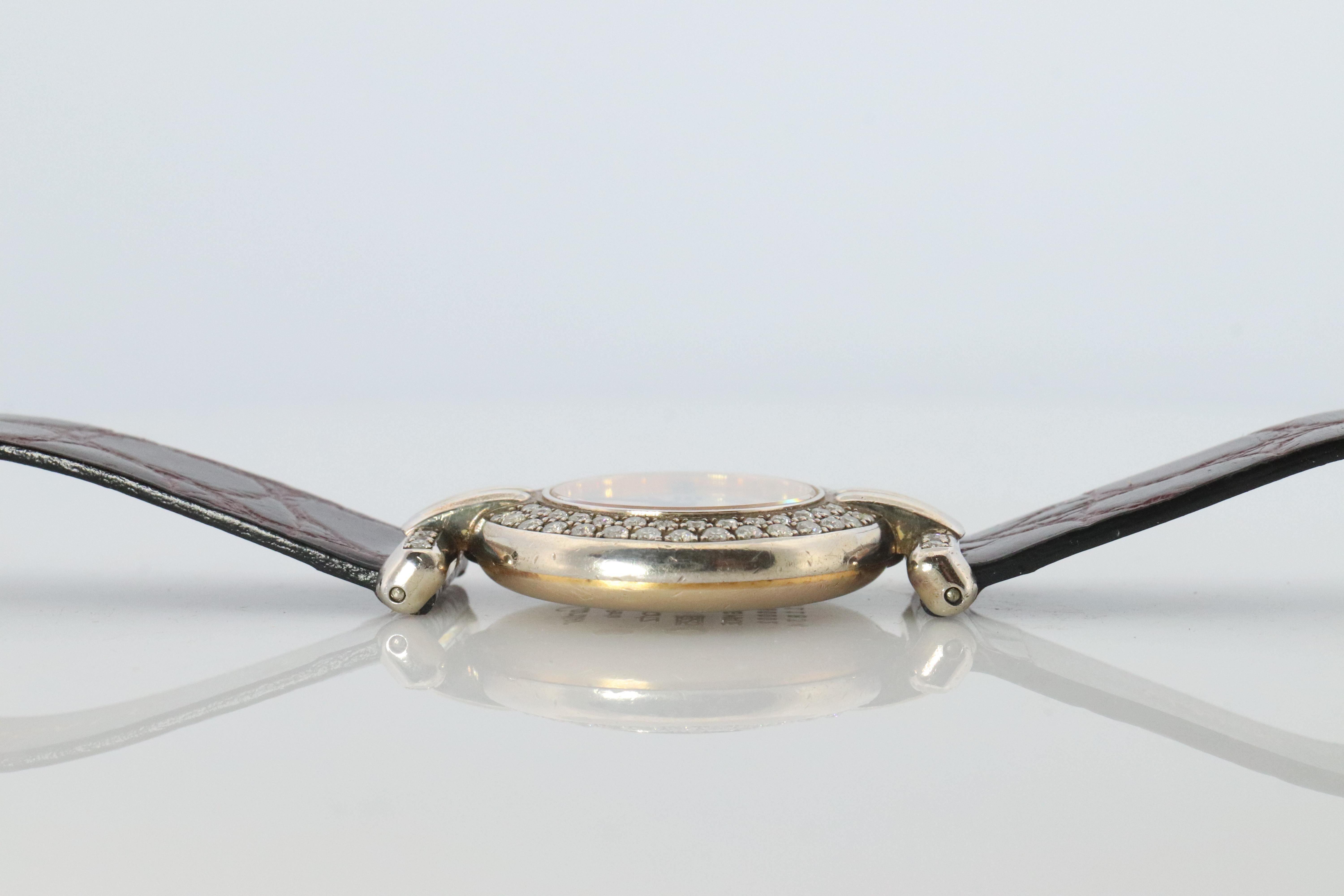 Autentico orologio con diamanti Must de Cartier Colisee Round Argent 690002 in vendita 2