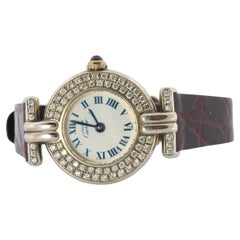 Genuine Cartier Diamond Watch Must de Cartier Colisee Round Argent 690002