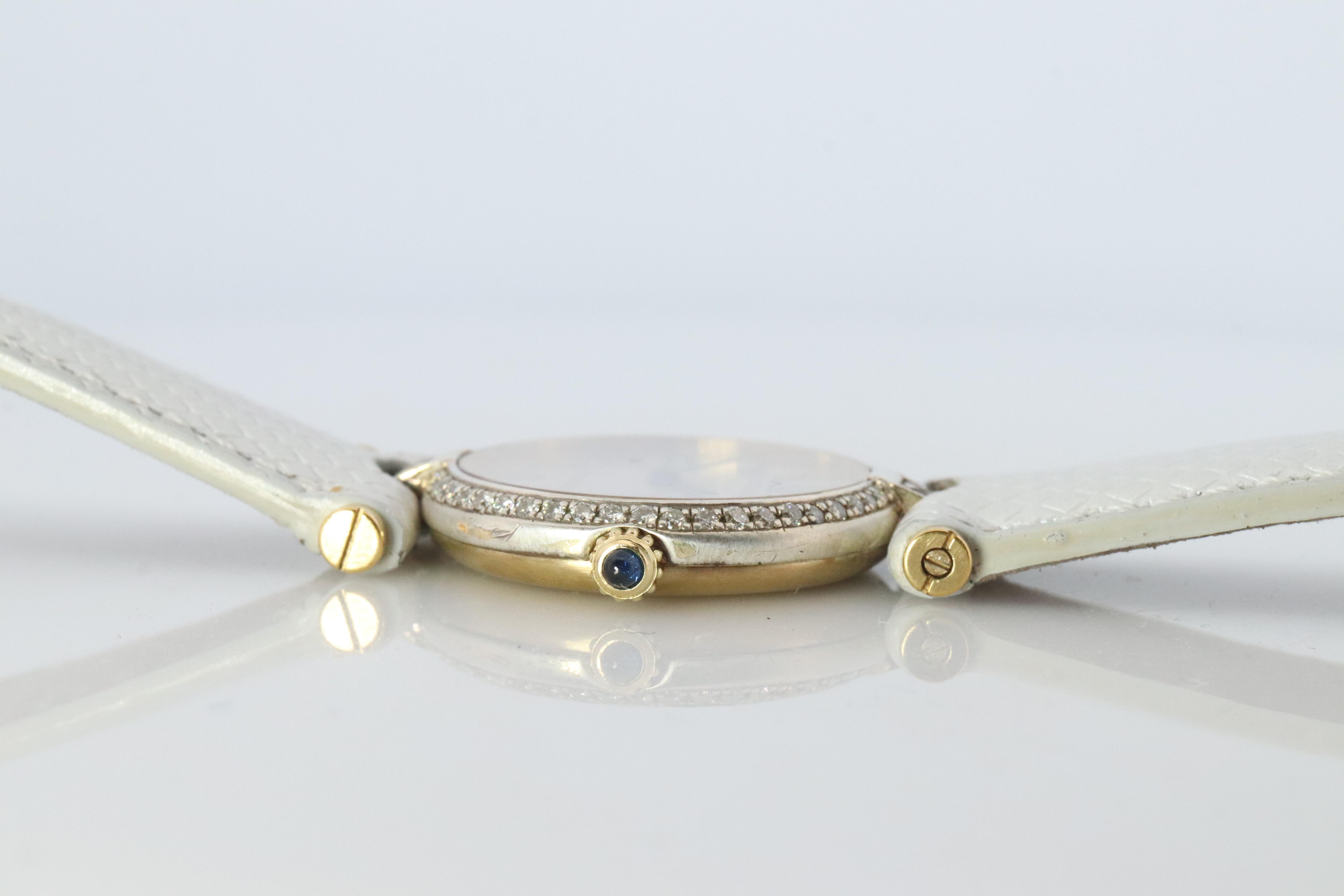 Reloj de diamantes Cartier auténtico. Must de Cartier Vendome Esfera Redonda Argentina Romana en venta 1