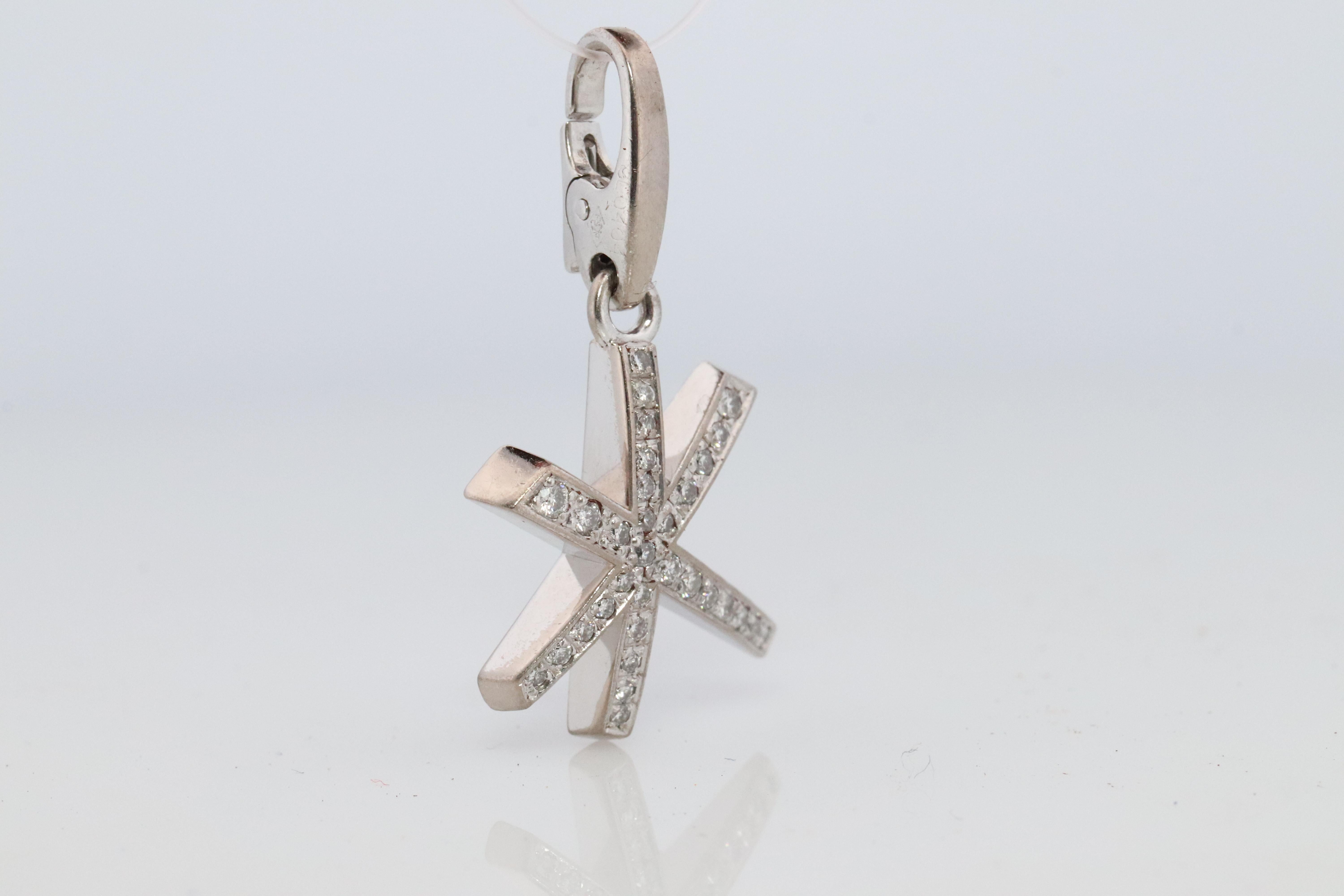 Modern Genuine Cartier Firework Pendant. 18k White Gold Diamond Cartier Fireworks Charm