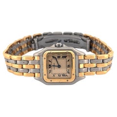 Vintage Genuine Cartier Panthere Pre-Owned Small 3 Row Gold Steel Watch