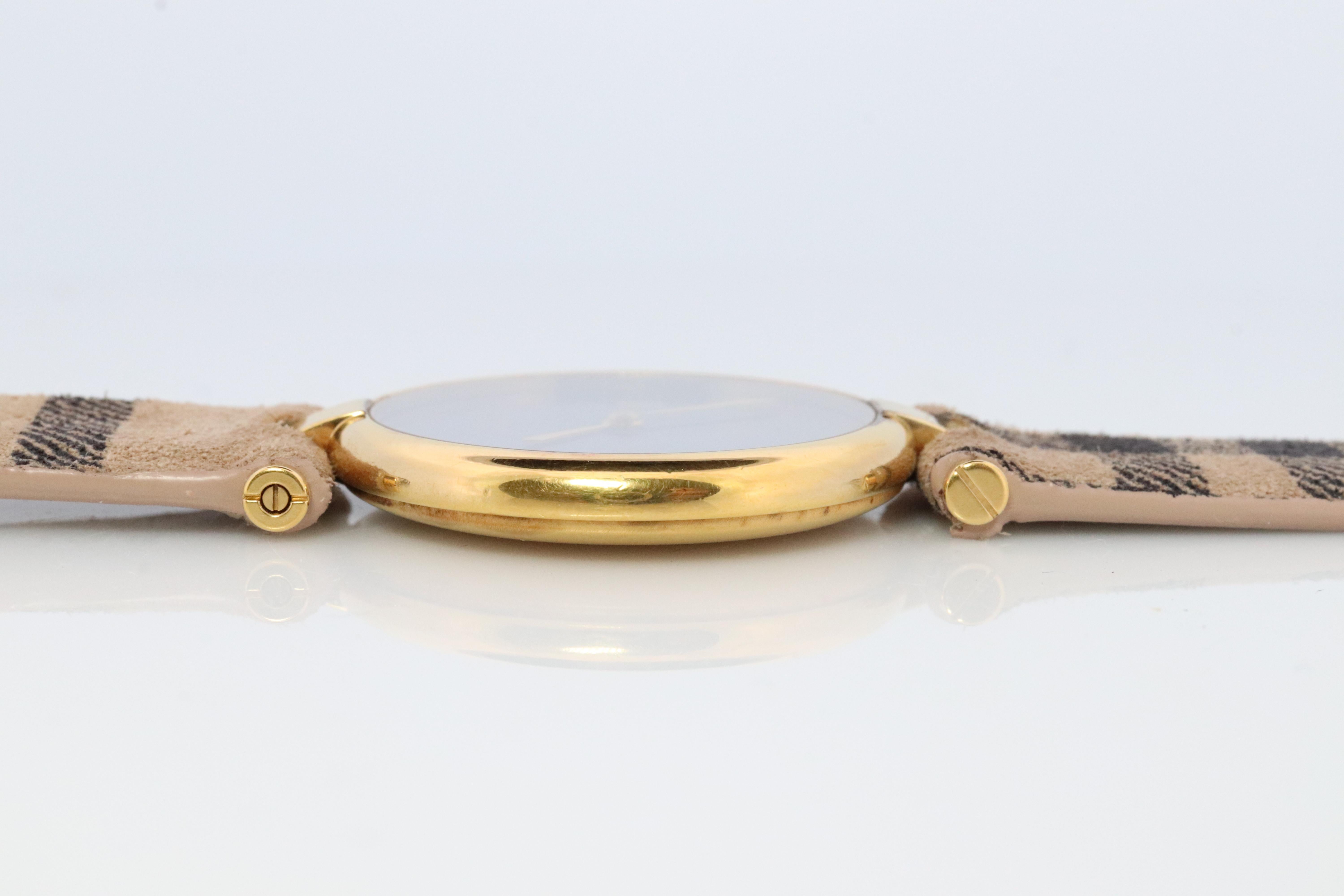 Cabochon Genuine Cartier Watch Must de Cartier 30mm Vendome Round Argent Vermeil Face For Sale