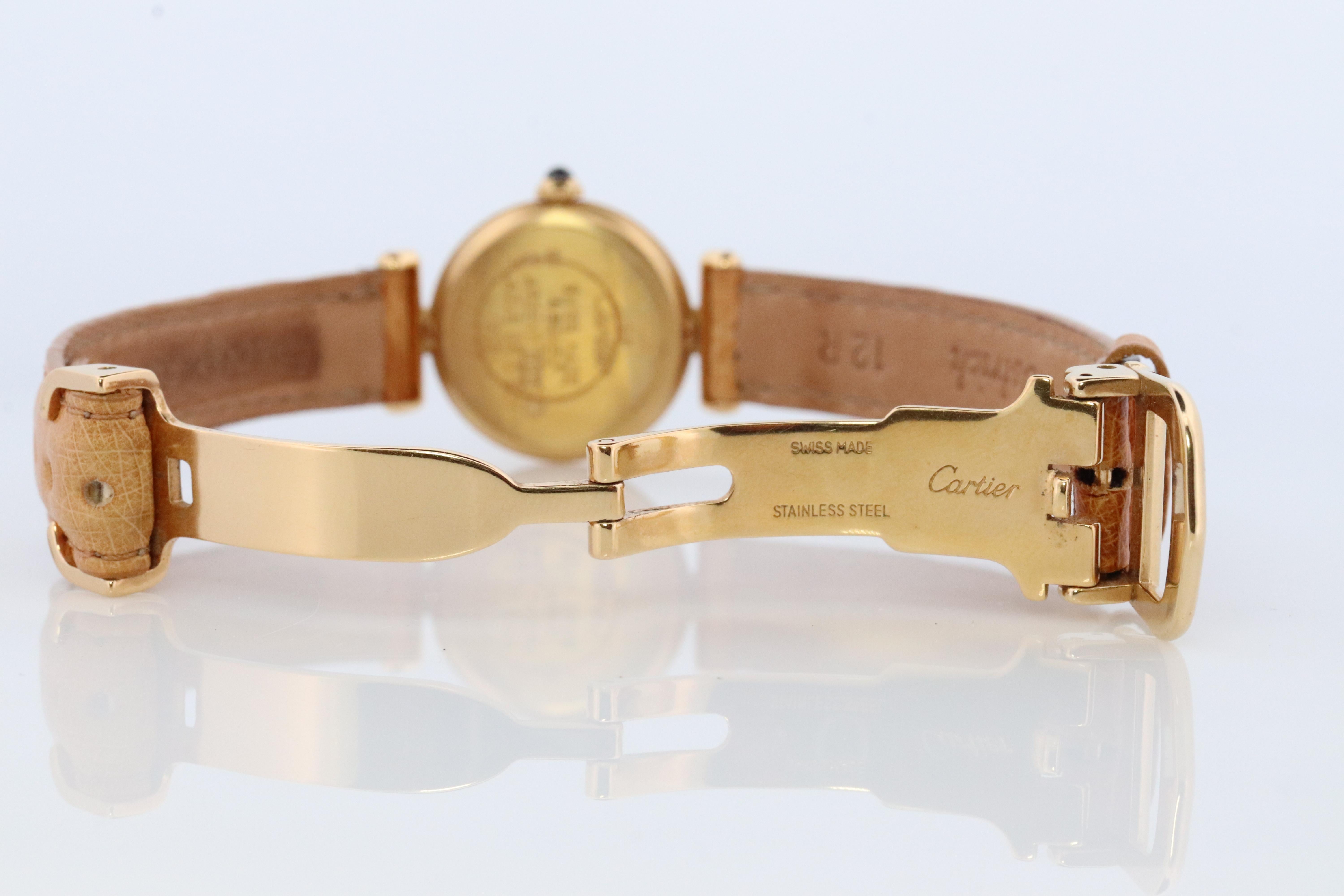 Modern Genuine Cartier Watch. Must de Cartier Colisee Round Argent Vermeil 1902 Gold For Sale