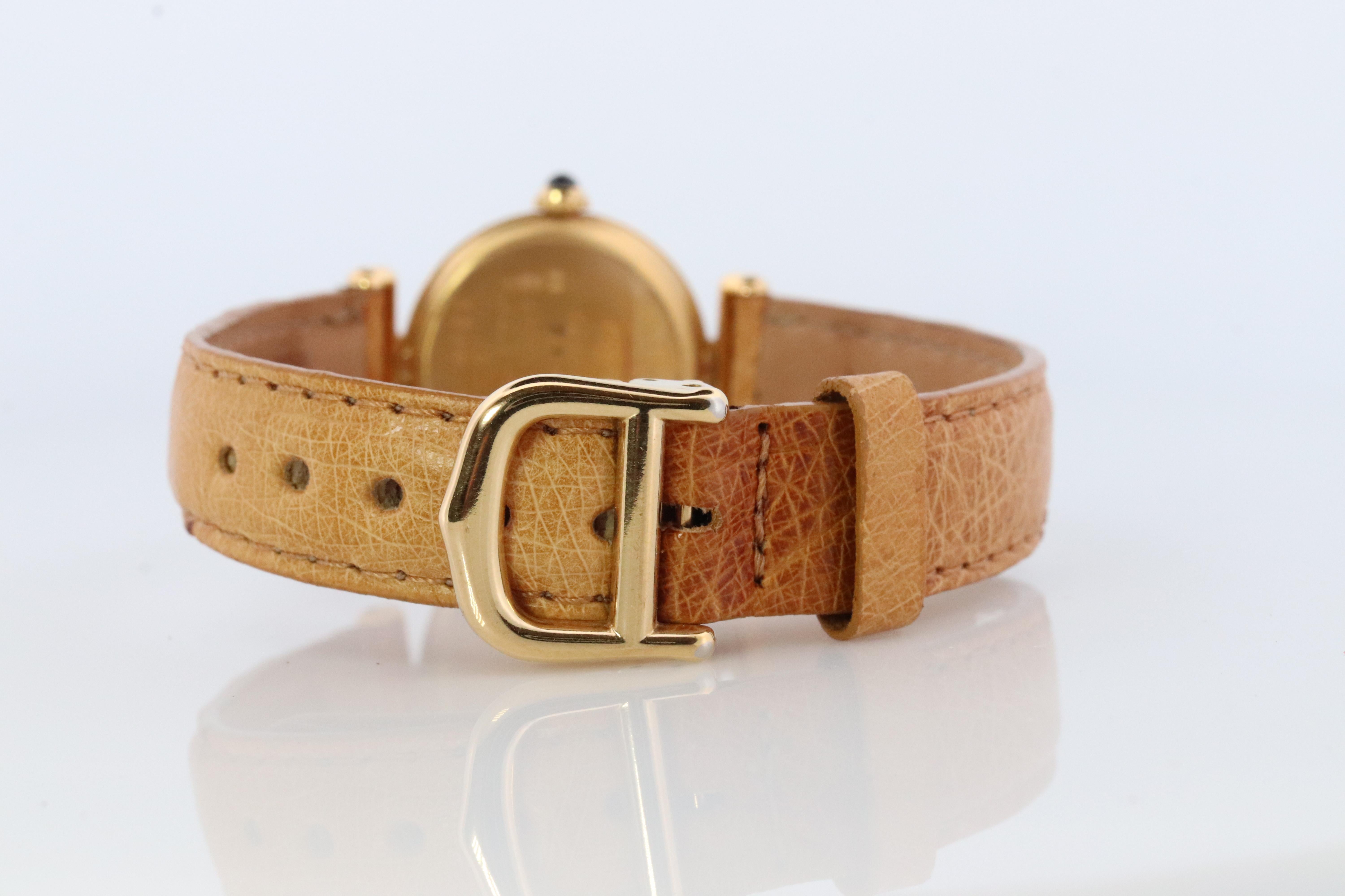Cabochon Genuine Cartier Watch. Must de Cartier Colisee Round Argent Vermeil 1902 Gold For Sale
