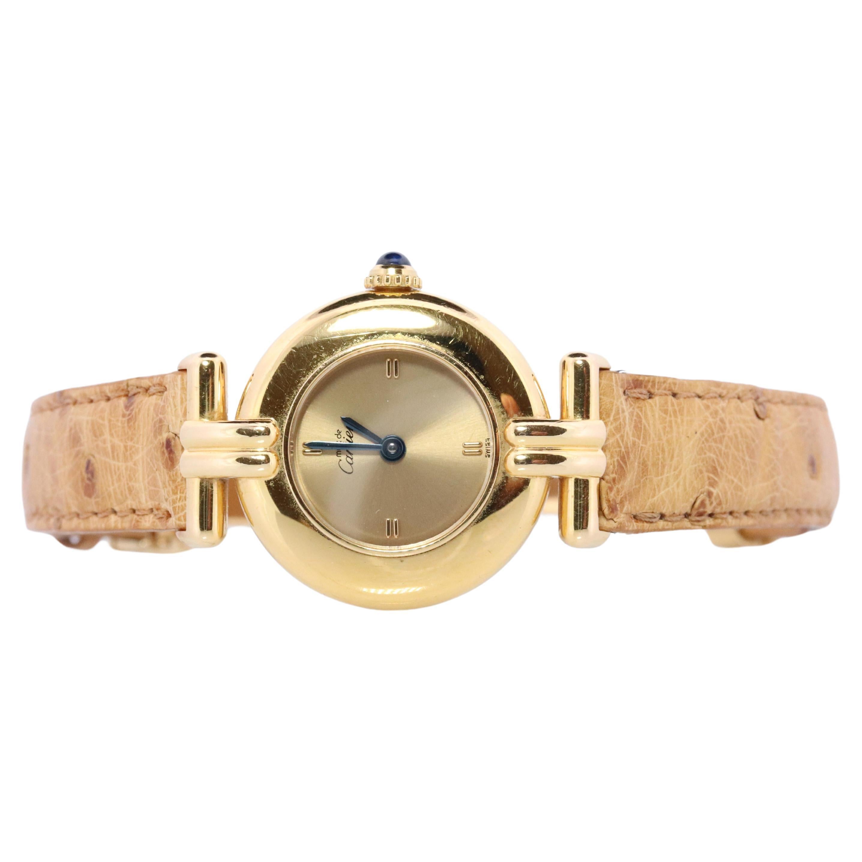 Genuine Cartier Watch. Must de Cartier Colisee Round Argent Vermeil 1902 Gold