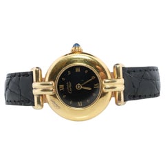 Genuine Cartier Watch. Must de Cartier Colisee Round Argent Vermeil 59002 Black