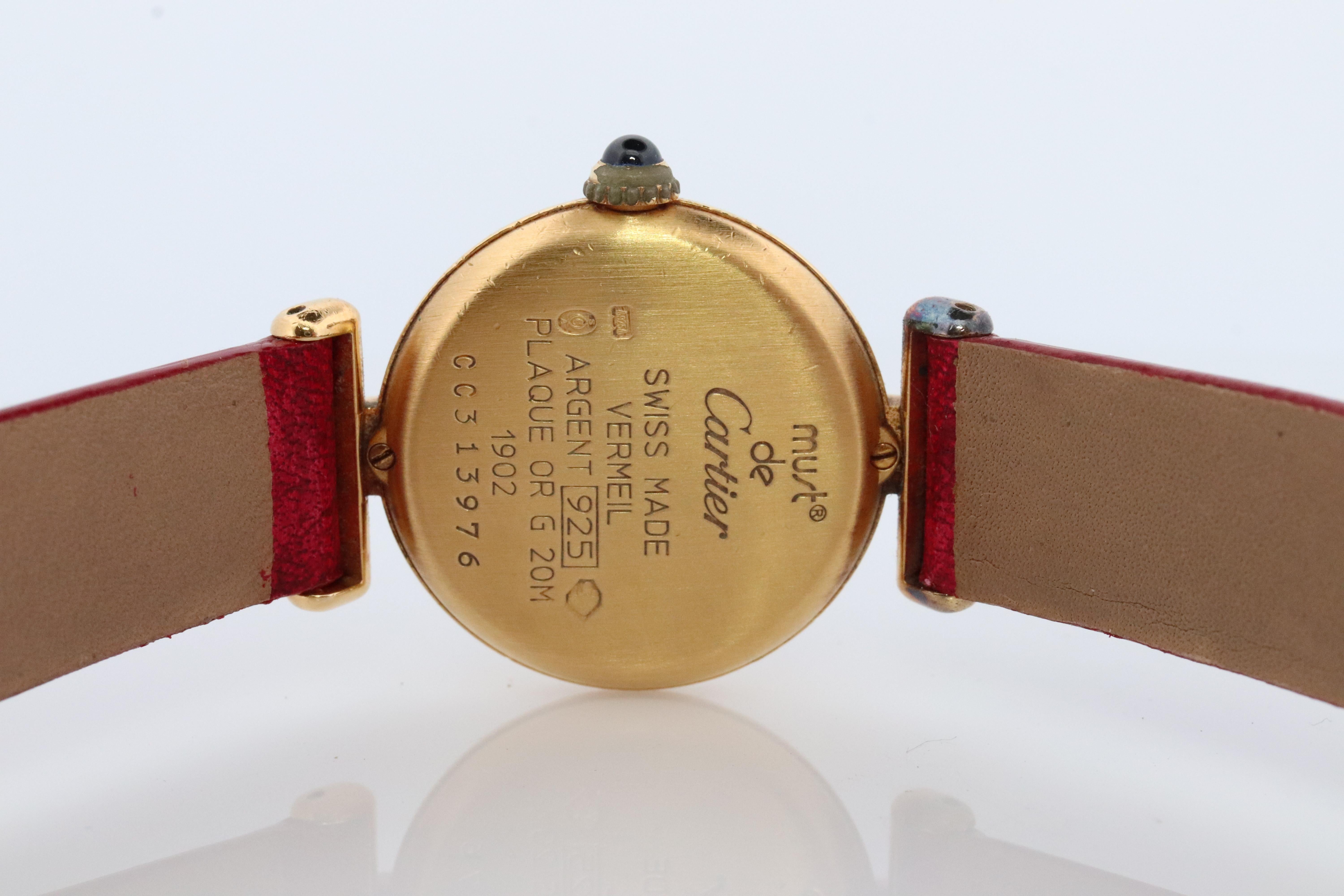 Genuine Cartier Watch. Must de Cartier Colisee Round Argent Vermeil 59002 White In Good Condition In Port Charlotte, FL