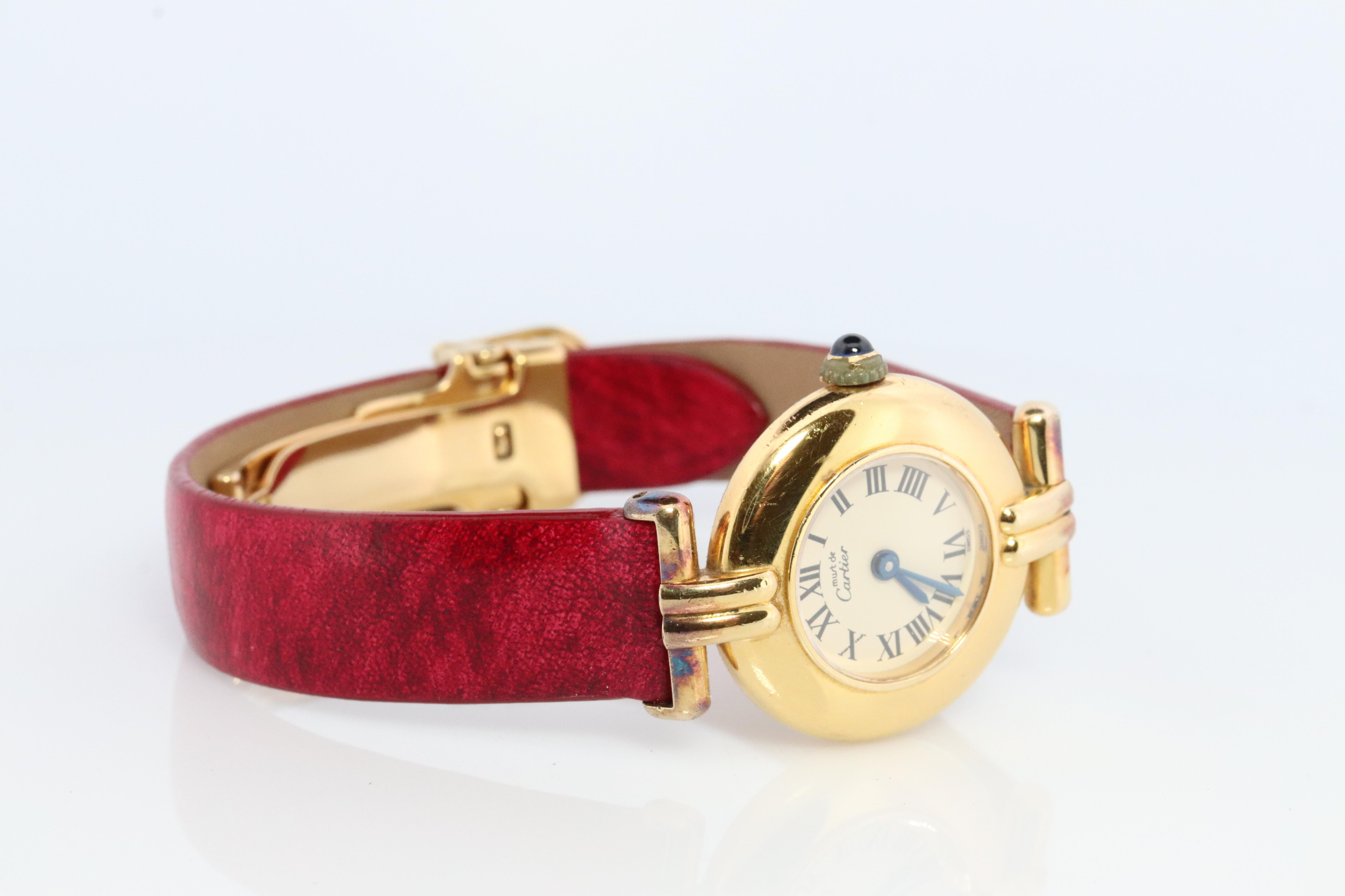 Women's Genuine Cartier Watch. Must de Cartier Colisee Round Argent Vermeil 59002 White