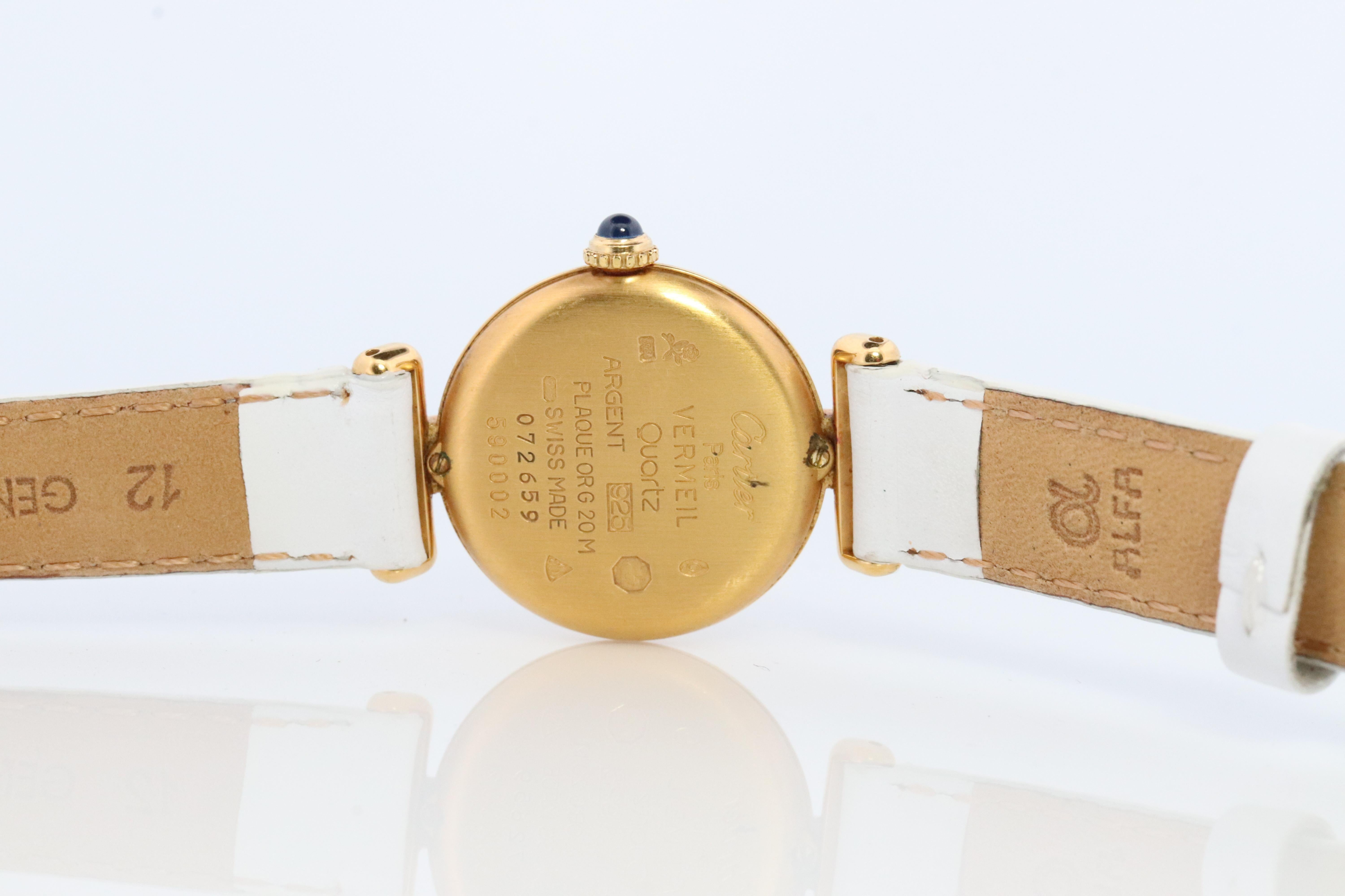 Genuine Cartier-Uhr. Must de Cartier Colisee Rund Argent Vermeil 59002 Weiß Damen