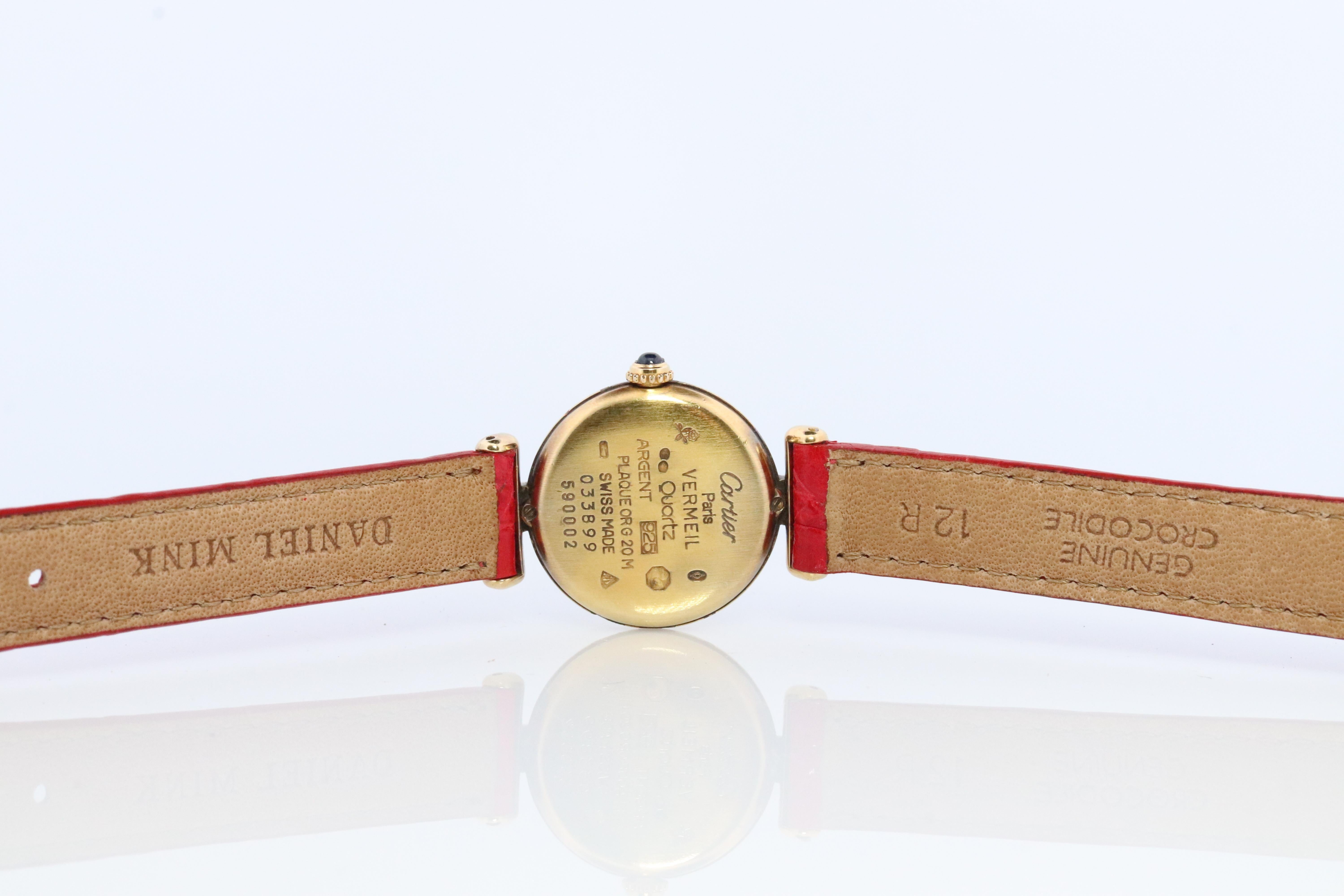 Taille cabochon Une véritable montre Cartier. Must de Cartier Colisee Round Argent Vermeil 59002 White