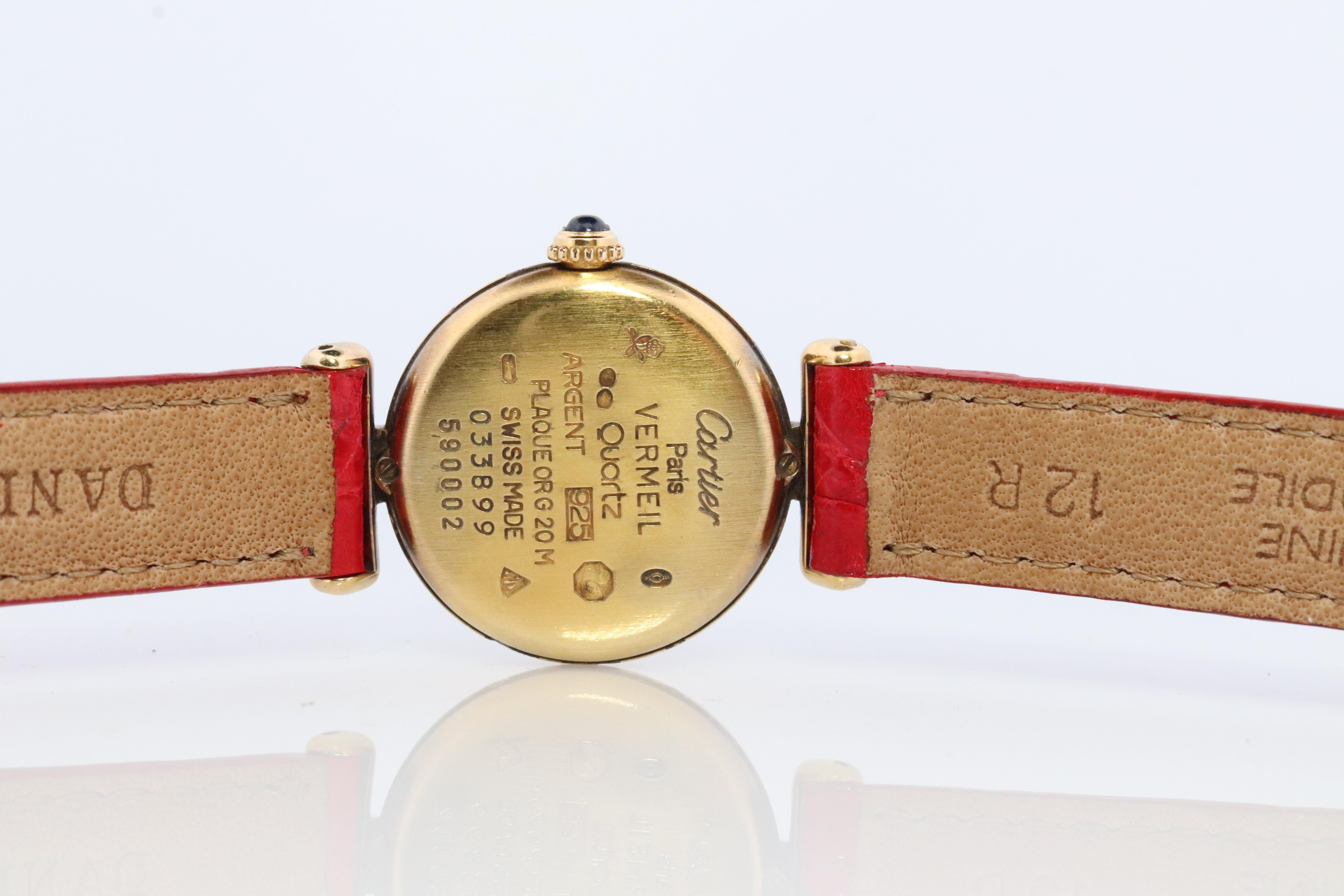  Une véritable montre Cartier. Must de Cartier Colisee Round Argent Vermeil 59002 White Pour femmes 