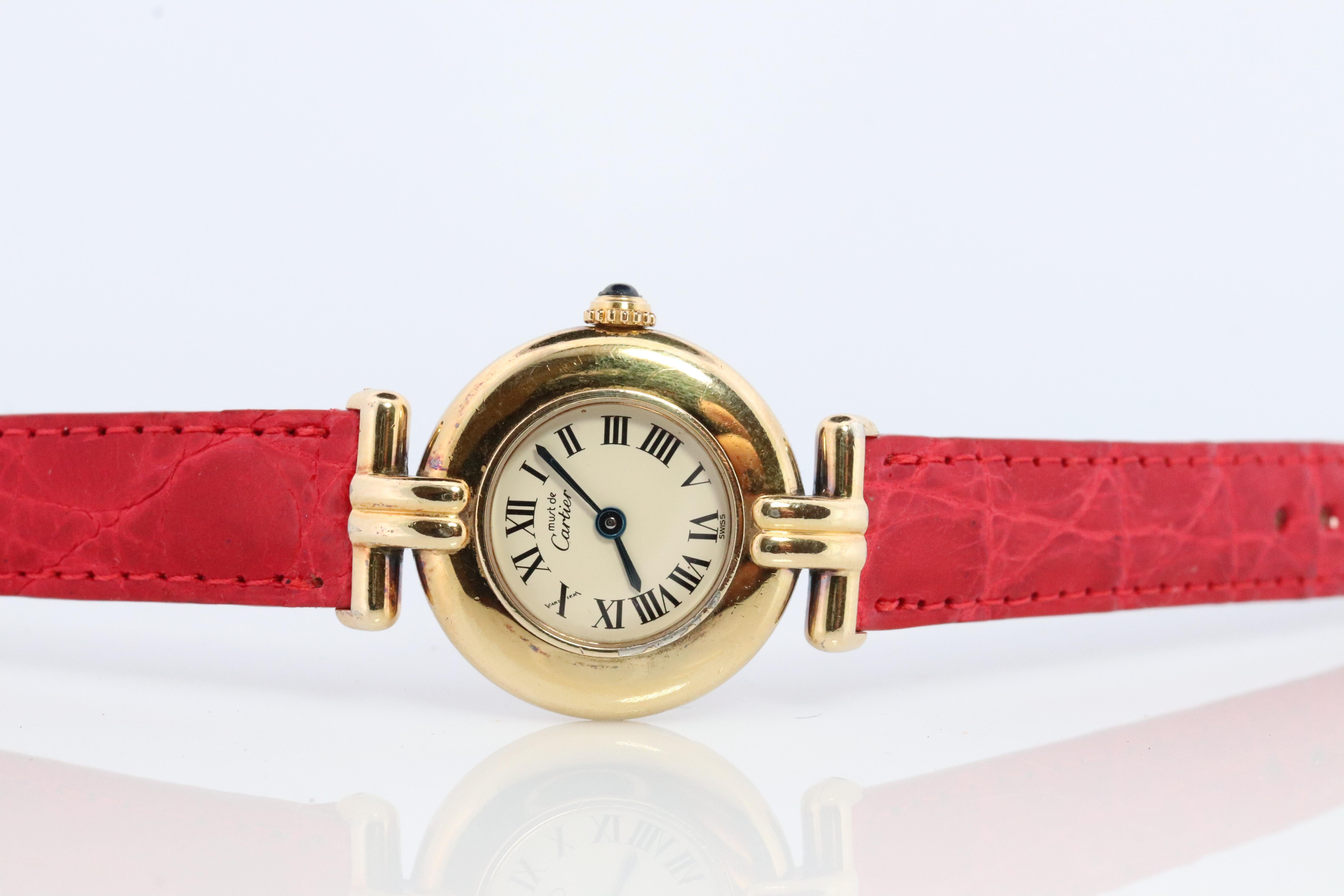 Une véritable montre Cartier. Must de Cartier Colisee Round Argent Vermeil 59002 White 1