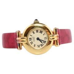 Genuine Cartier Watch. Must de Cartier Colisee Round Argent Vermeil 59002 White