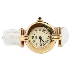 Genuine Cartier Watch. Must de Cartier Colisee Round Argent Vermeil 59002 White