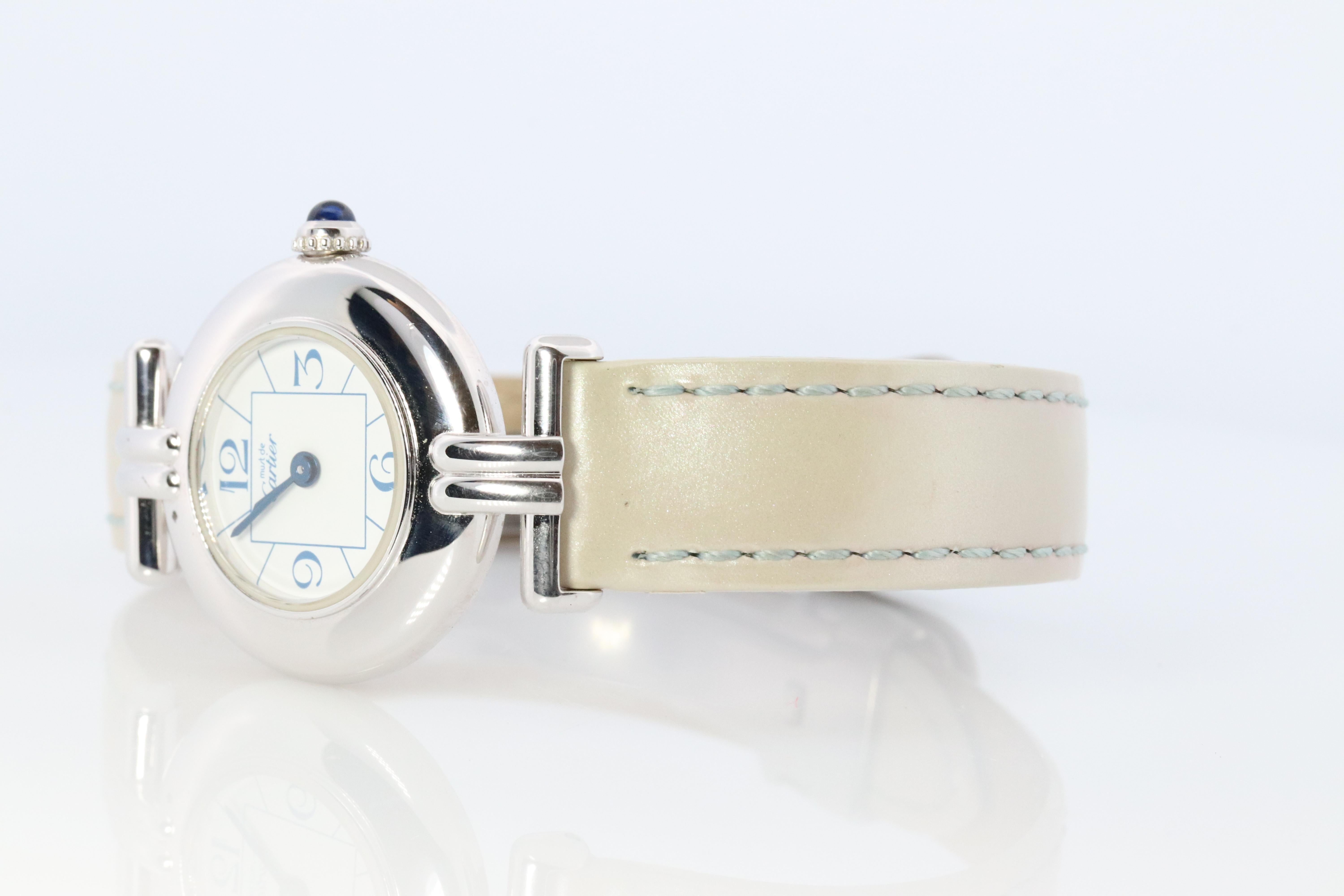 Modern Genuine Cartier Watch. Must de Cartier Colisee Round Argent White Silver 2411