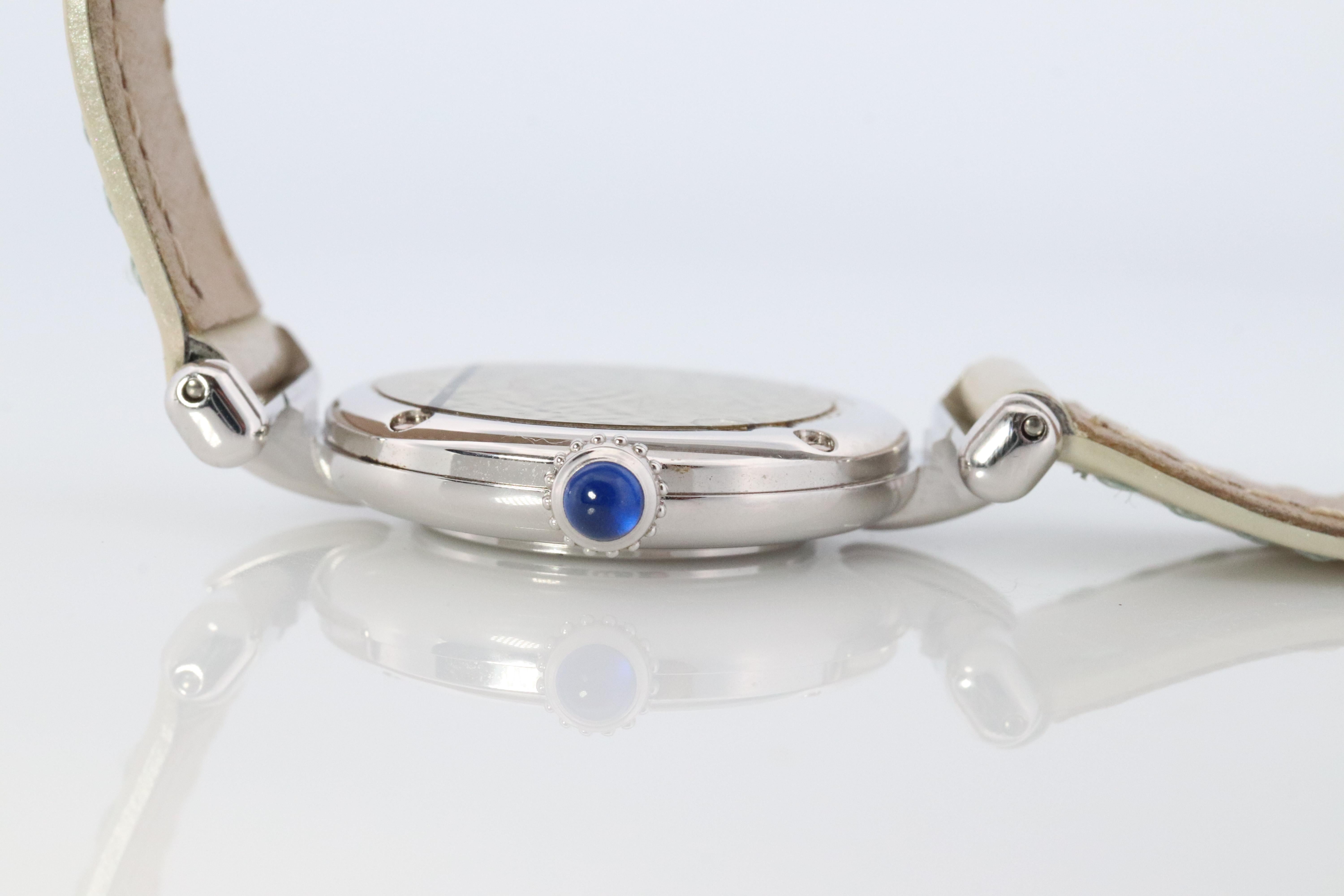 Cabochon Genuine Cartier Watch. Must de Cartier Colisee Round Argent White Silver 2411