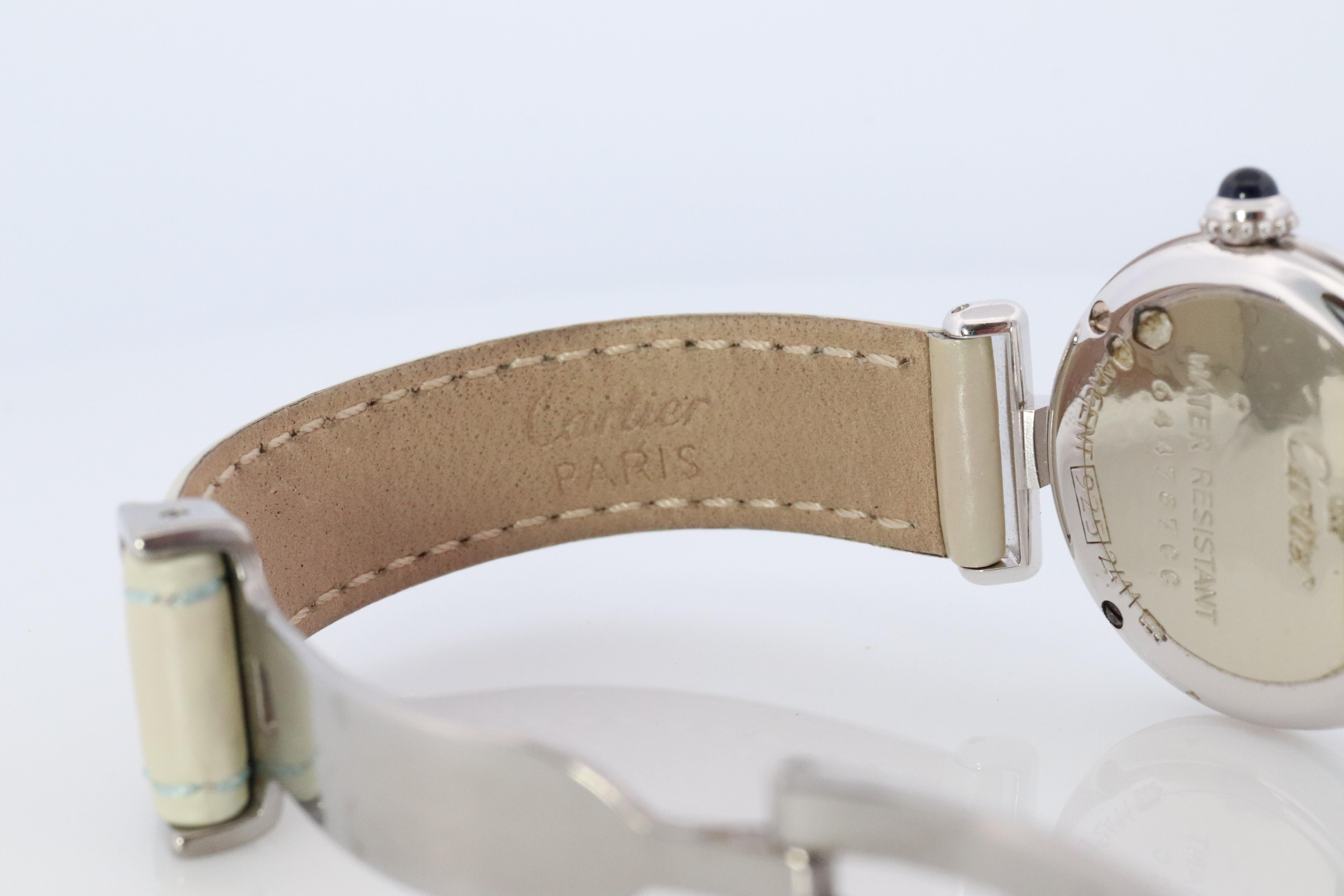 Genuine Cartier Watch. Must de Cartier Colisee Round Argent White Silver 2411 In Good Condition In Port Charlotte, FL