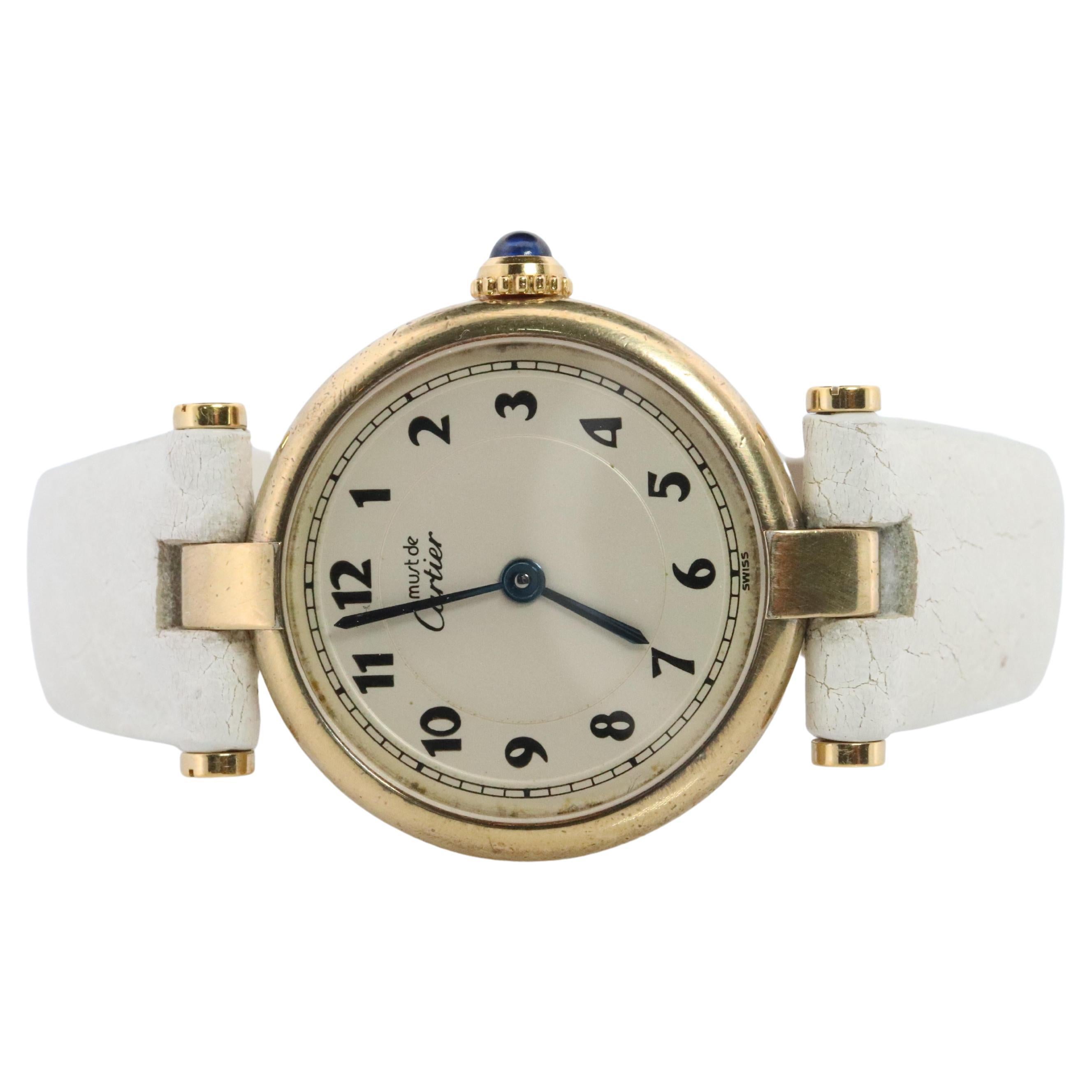 Reloj Cartier auténtico. Must de Cartier Vendome 590004 Esfera Árabe Argentina Redonda