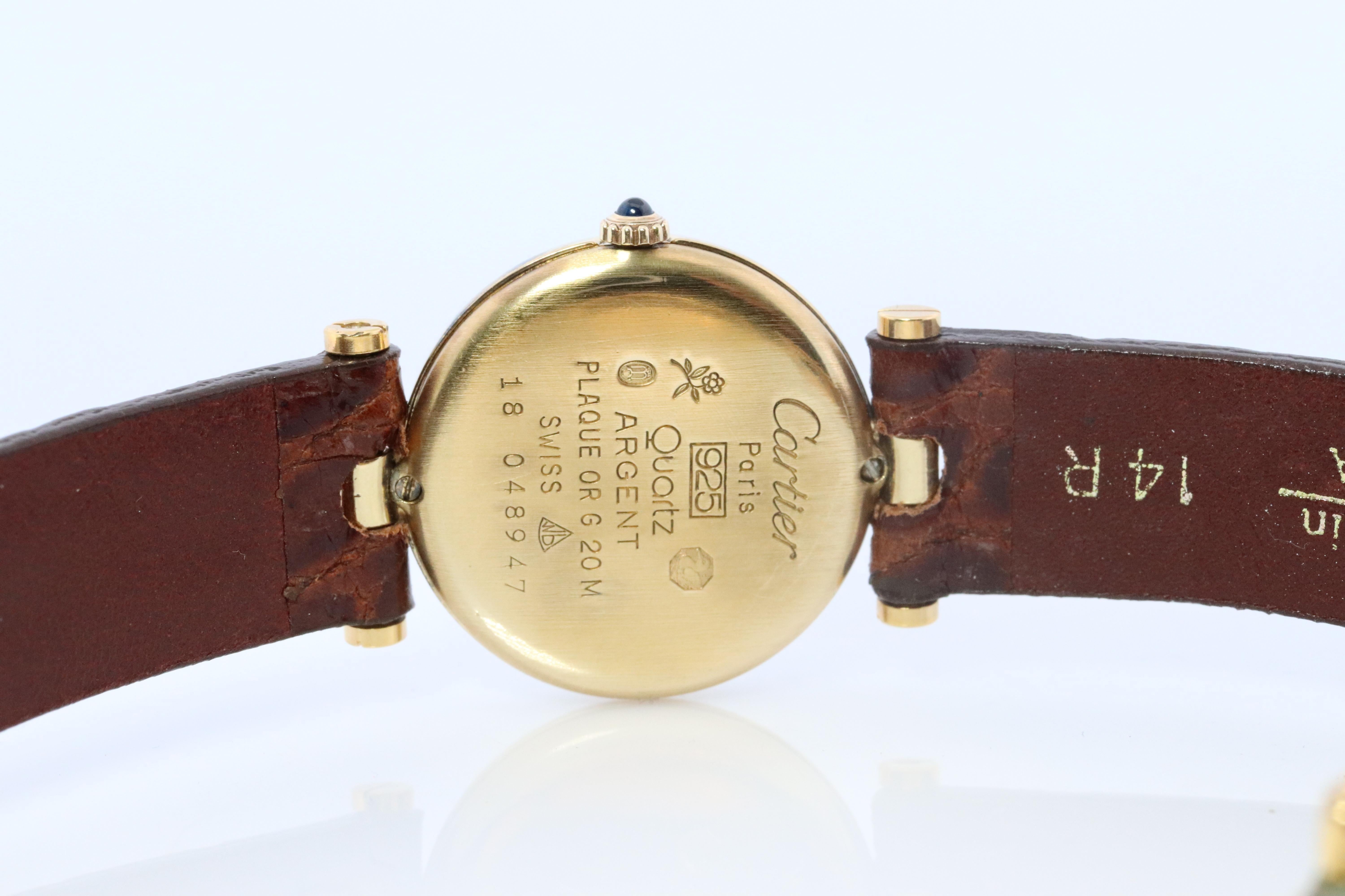 Women's Genuine Cartier Watch. Must de Cartier Vendome Round Argent Champagne Dial For Sale