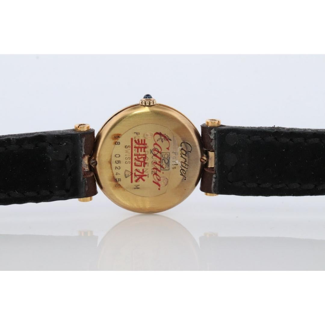 Genuine Cartier-Uhr. Must de Cartier Vendome Rund Argent Vermeil 18k Sterling im Zustand „Gut“ in Port Charlotte, FL