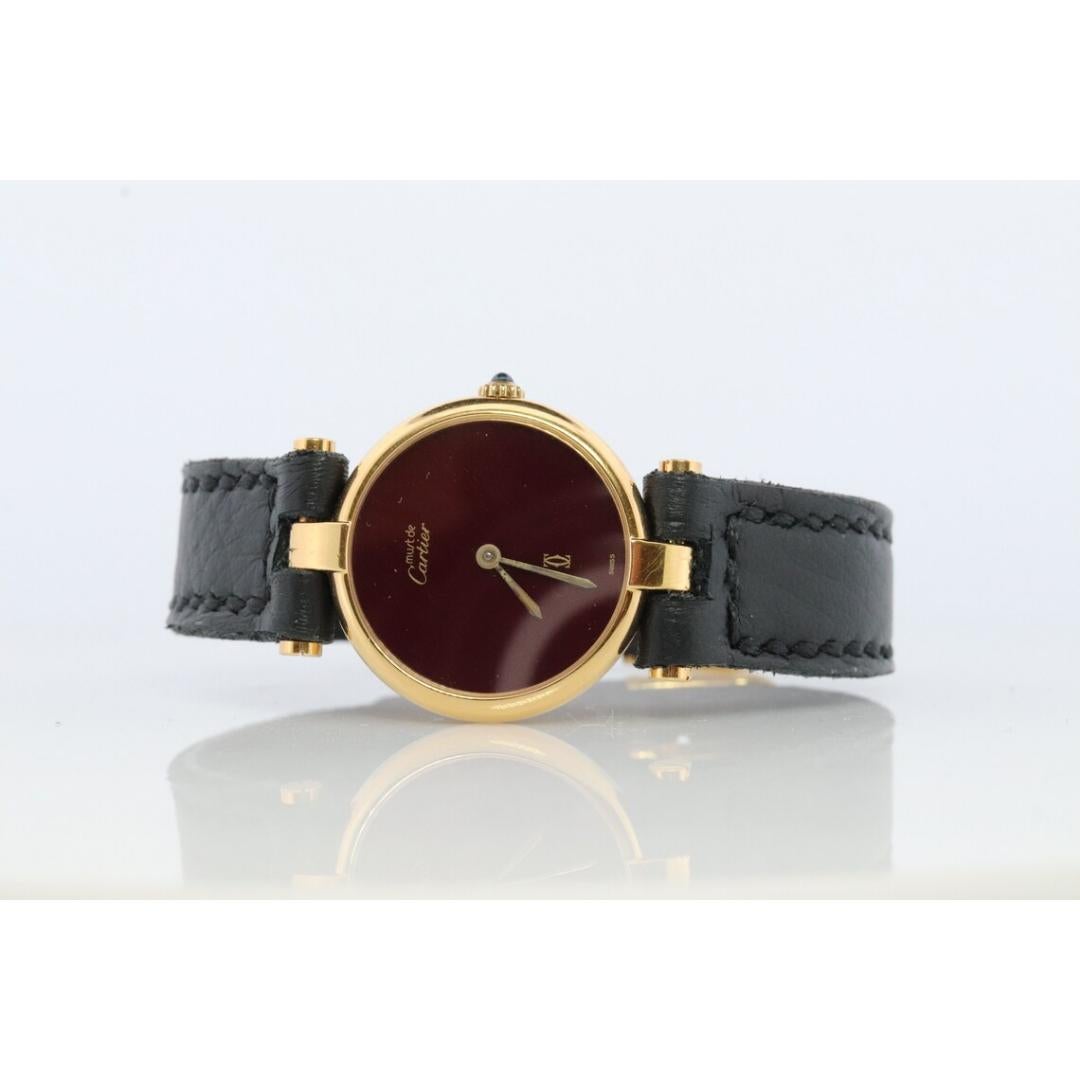 Genuine Cartier-Uhr. Must de Cartier Vendome Rund Argent Vermeil 18k Sterling im Zustand „Gut“ in Port Charlotte, FL