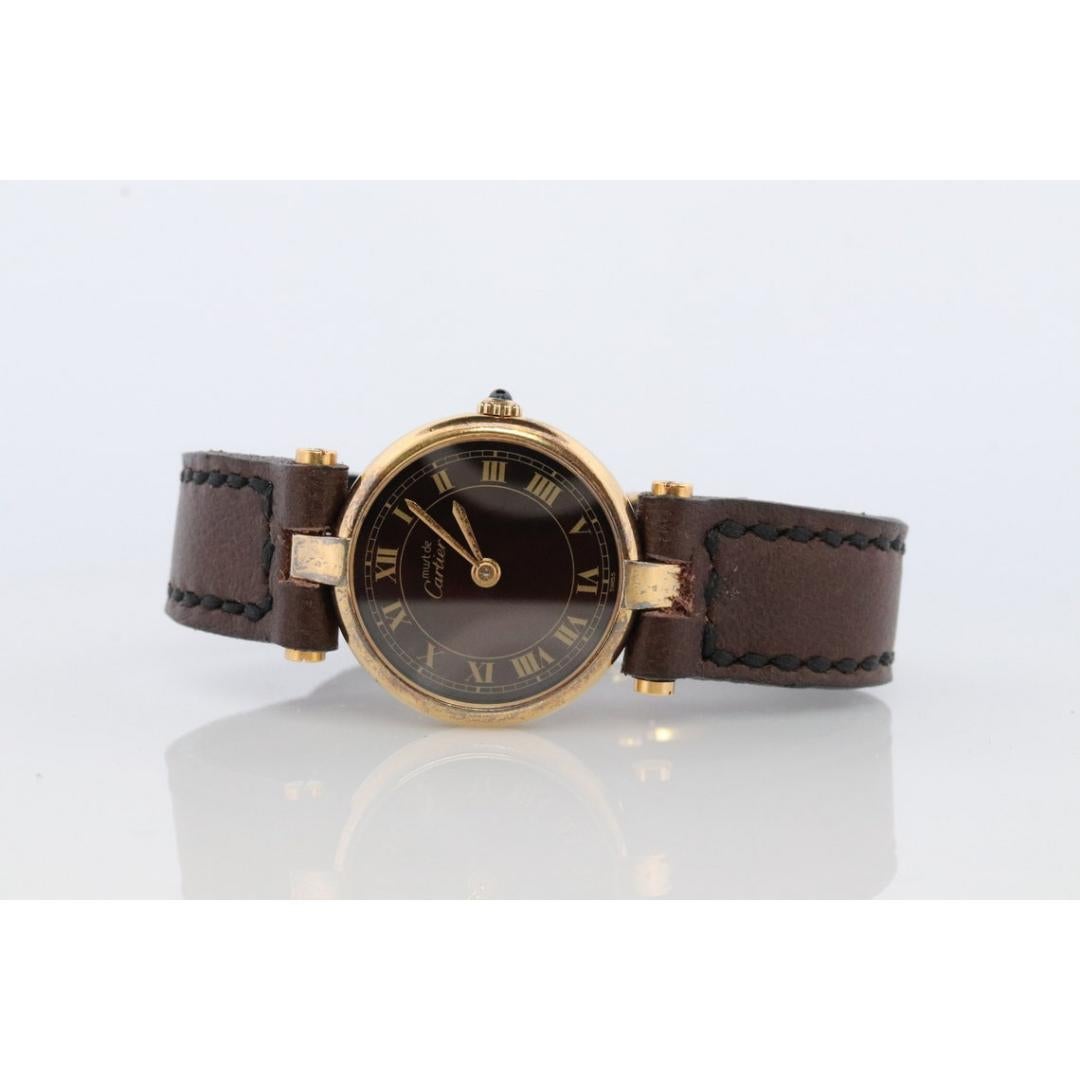 Genuine Cartier-Uhr. Must de Cartier Vendome Rund Argent Vermeil 18k Sterling 1