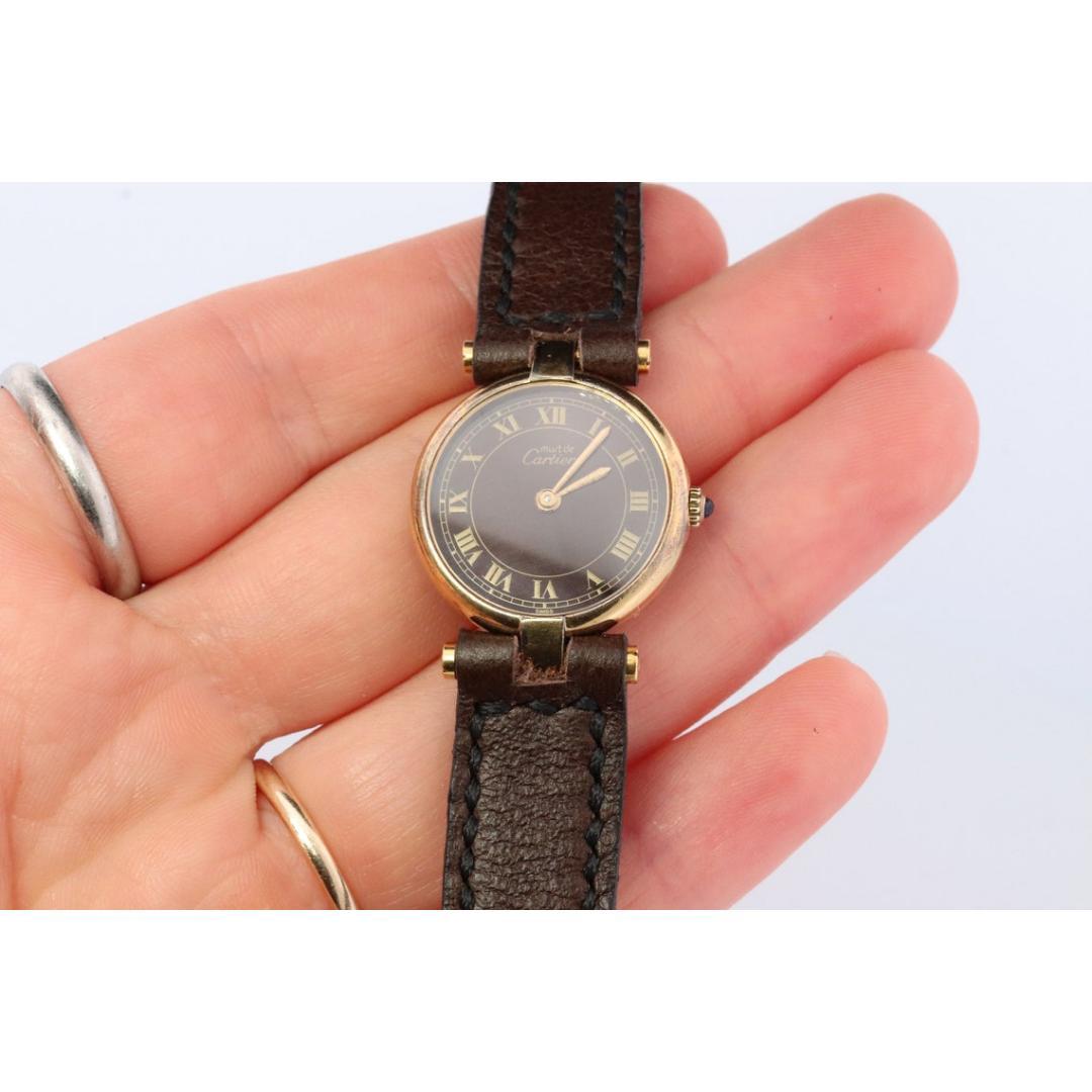 Genuine Cartier-Uhr. Must de Cartier Vendome Rund Argent Vermeil 18k Sterling 4