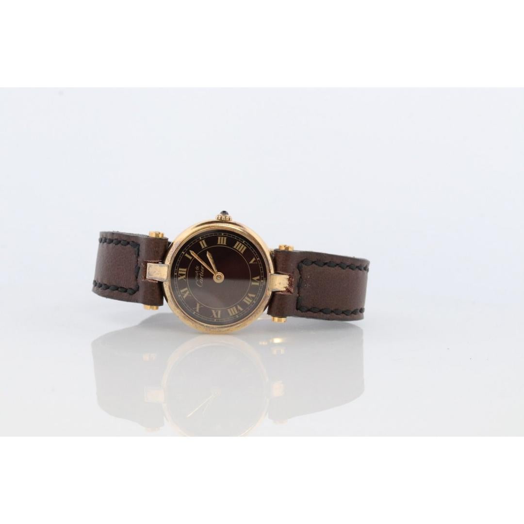 Genuine Cartier-Uhr. Must de Cartier Vendome Rund Argent Vermeil 18k Sterling 5