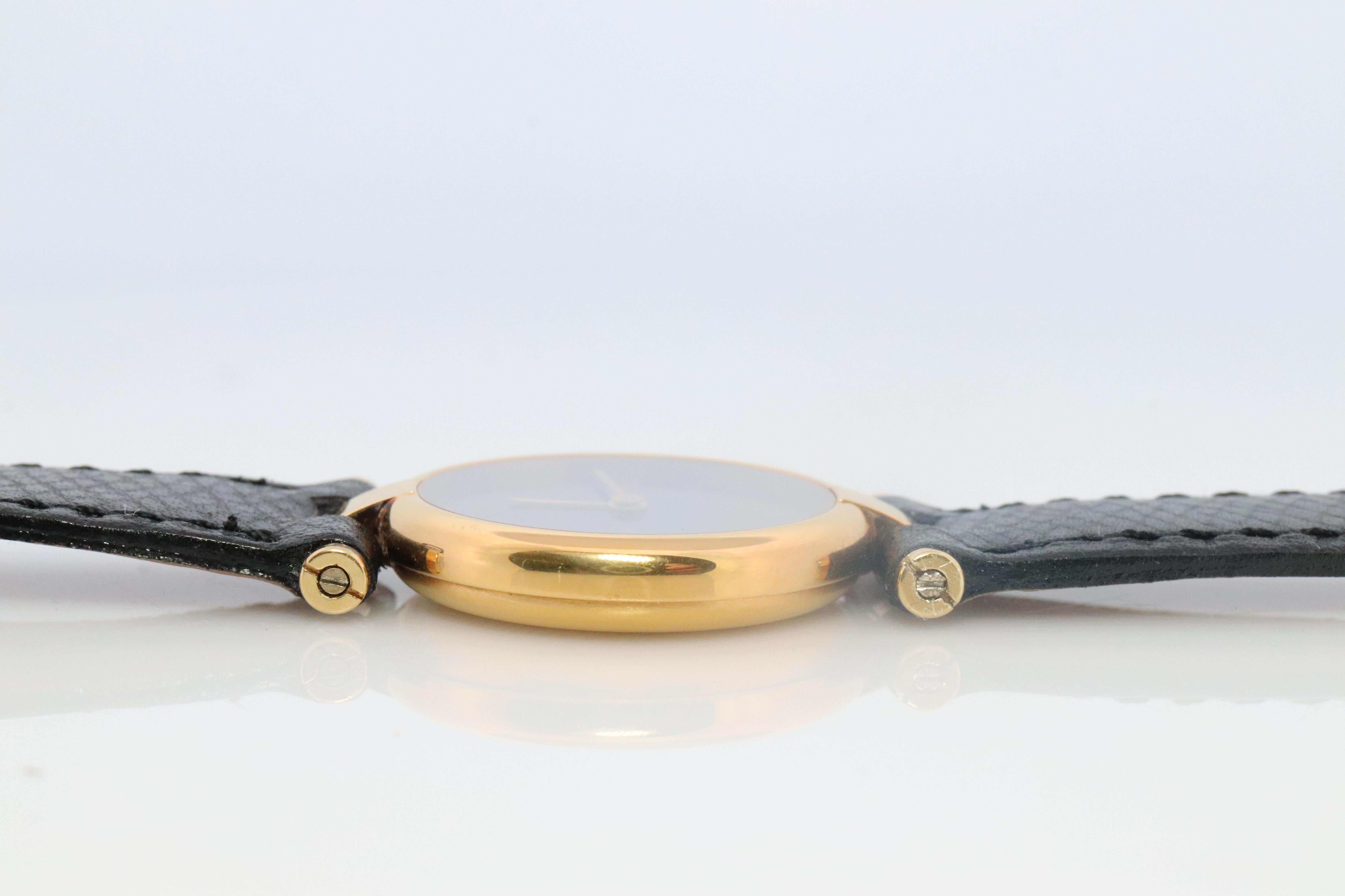Modern Genuine Cartier Watch. Must de Cartier Vendome Round Argent Vermeil Black Face