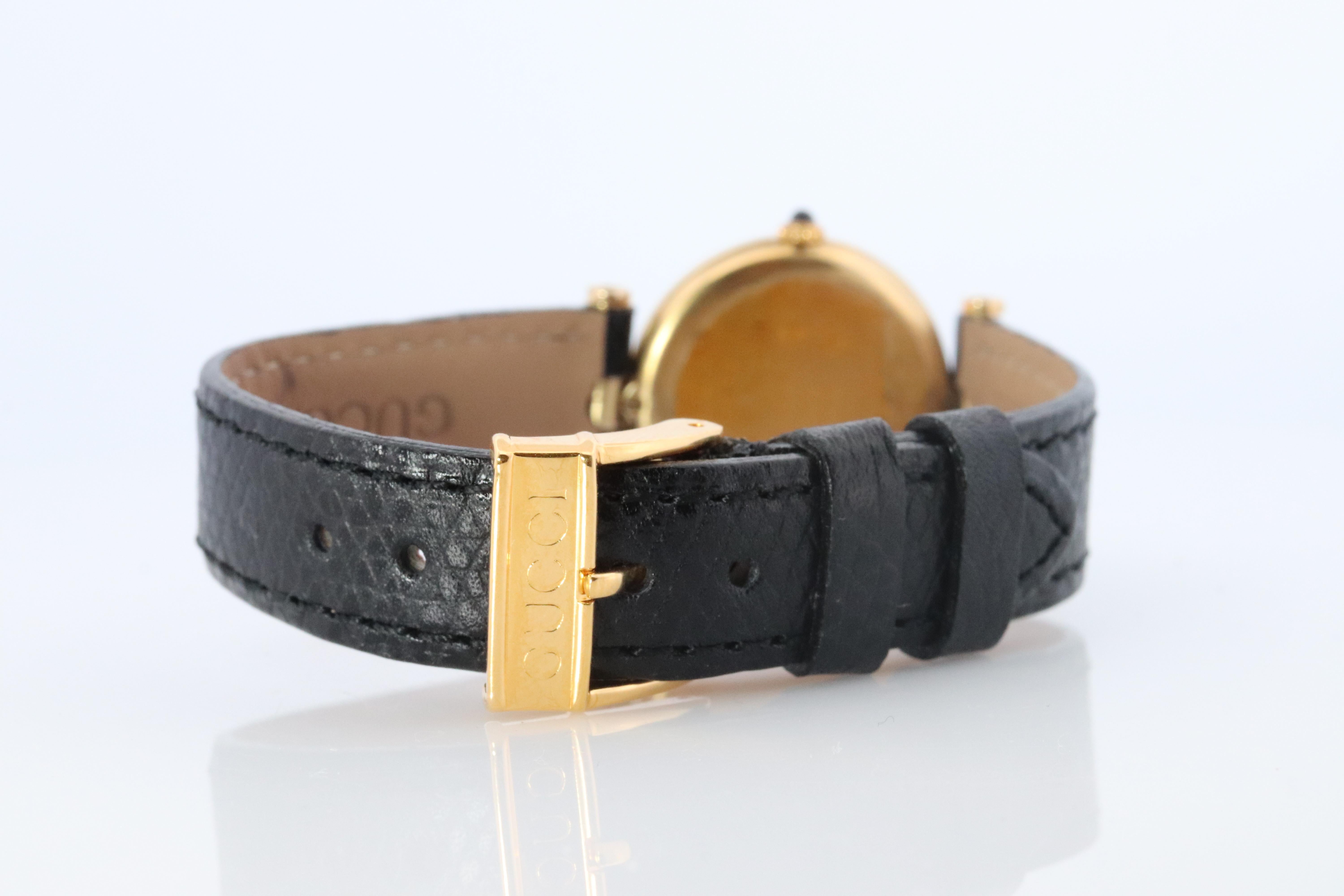 Genuine Cartier Watch. Must de Cartier Vendome Round Argent Vermeil Black Face For Sale 1