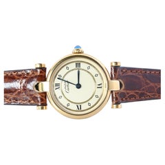 Genuine Cartier Watch. Must de Cartier Vendome Round Argent Vermeil Cream Gold