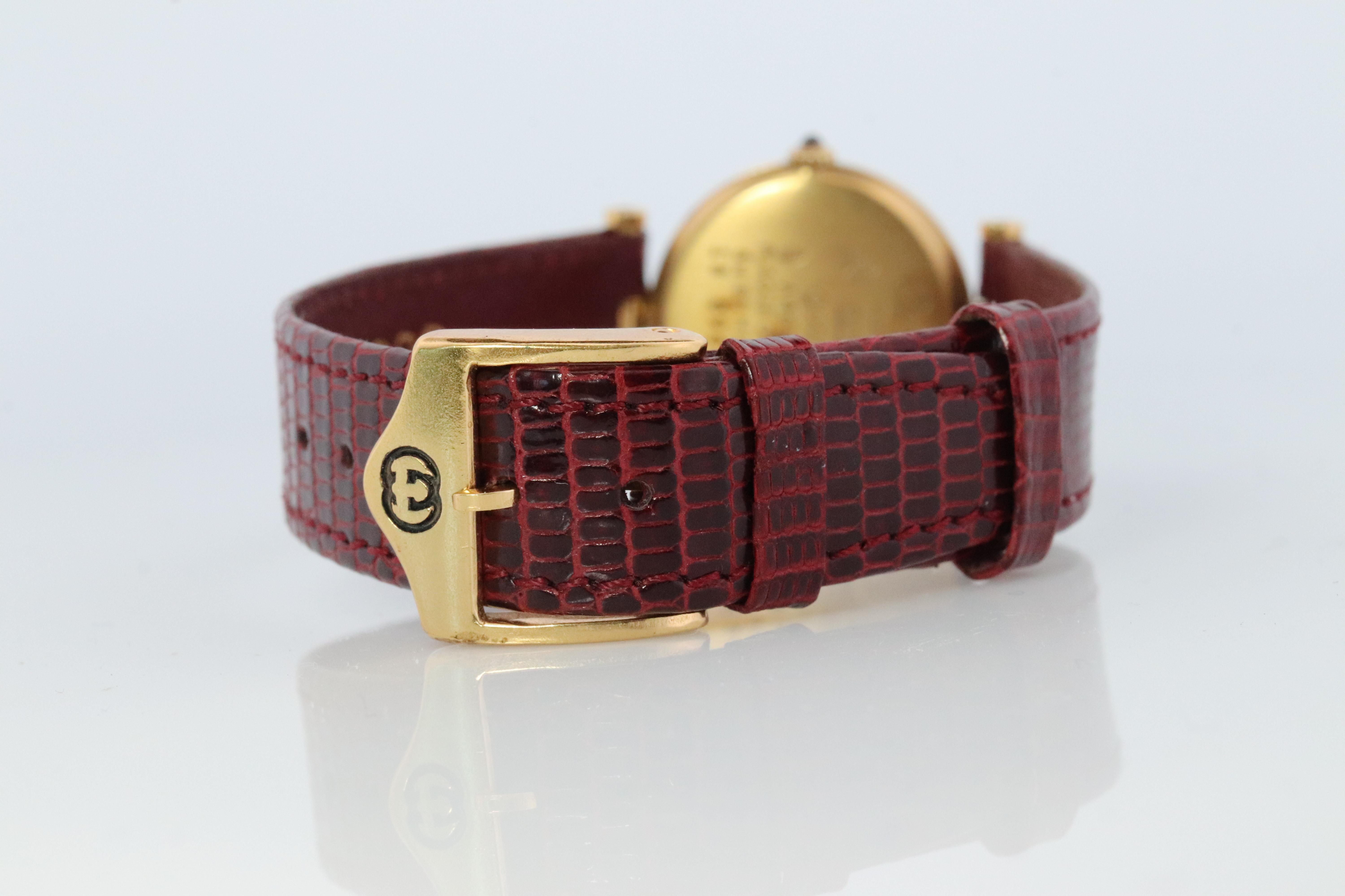 Genuine Cartier-Uhr. Must de Cartier Vendome Rundes Argent Vermeil Rotes Gesicht 3