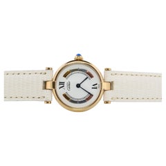 Genuine Cartier-Uhr. Must de Cartier Vendome Rund Argent Vermeil Tricolor