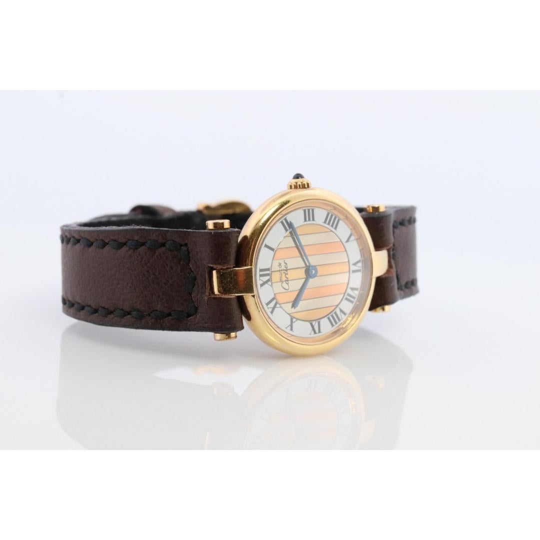 Genuine Cartier-Uhr. Must De Cartier Vendome Rundes Argent Vermeil Trinity Face im Zustand „Gut“ in Port Charlotte, FL