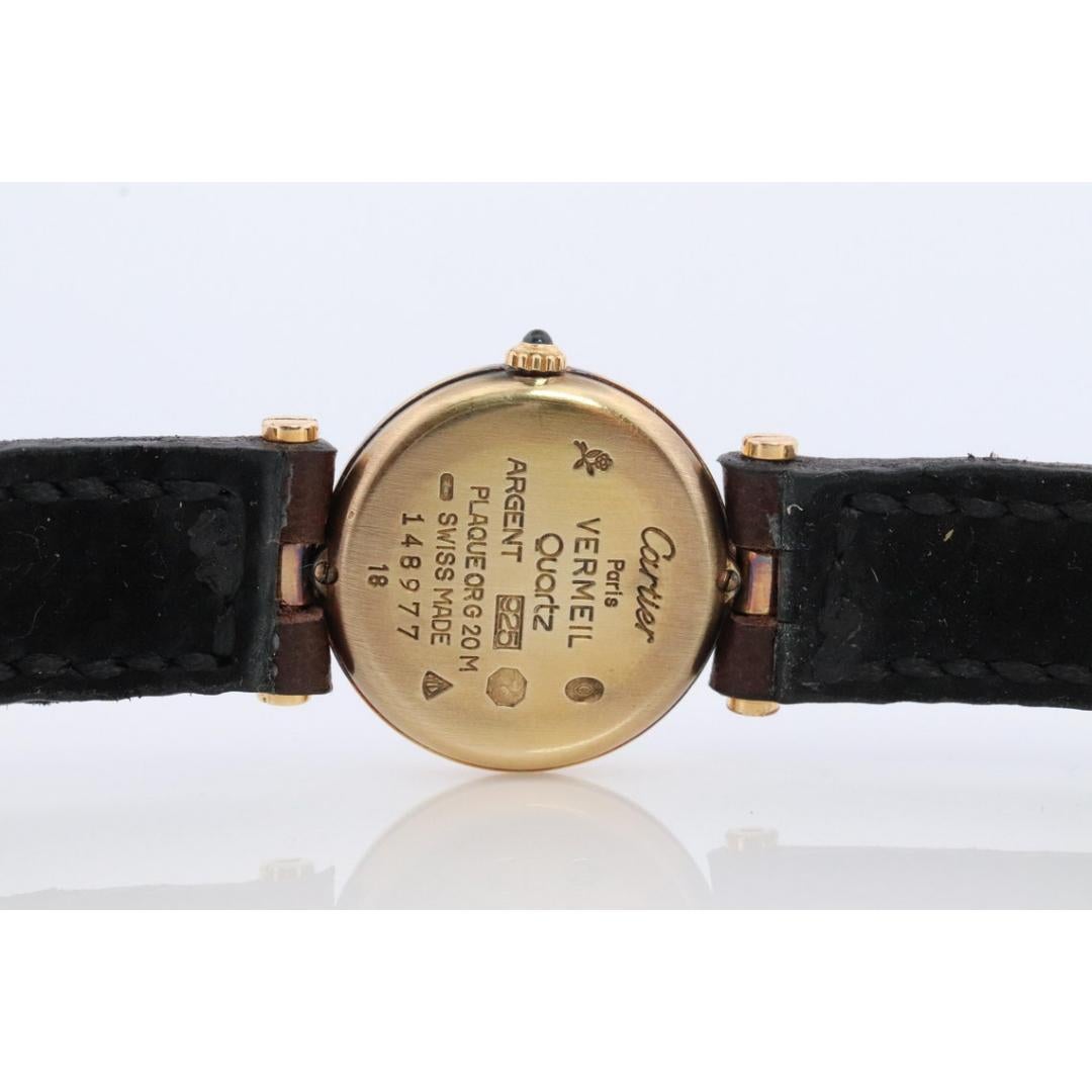 Genuine Cartier-Uhr. Must De Cartier Vendome Rundes Argent Vermeil Trinity Face 3