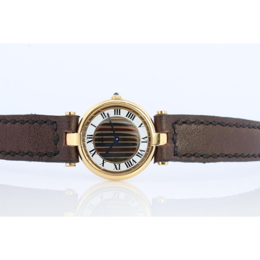 Genuine Cartier-Uhr. Must De Cartier Vendome Rundes Argent Vermeil Trinity Face 4
