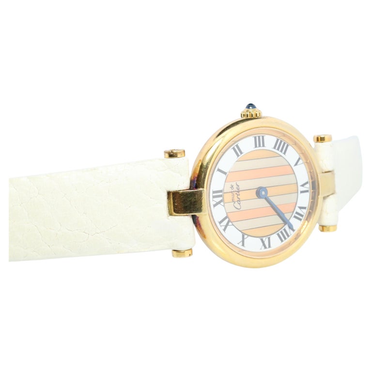 Genuine Must de Cartier Vendome Rundes Argent Vermeil