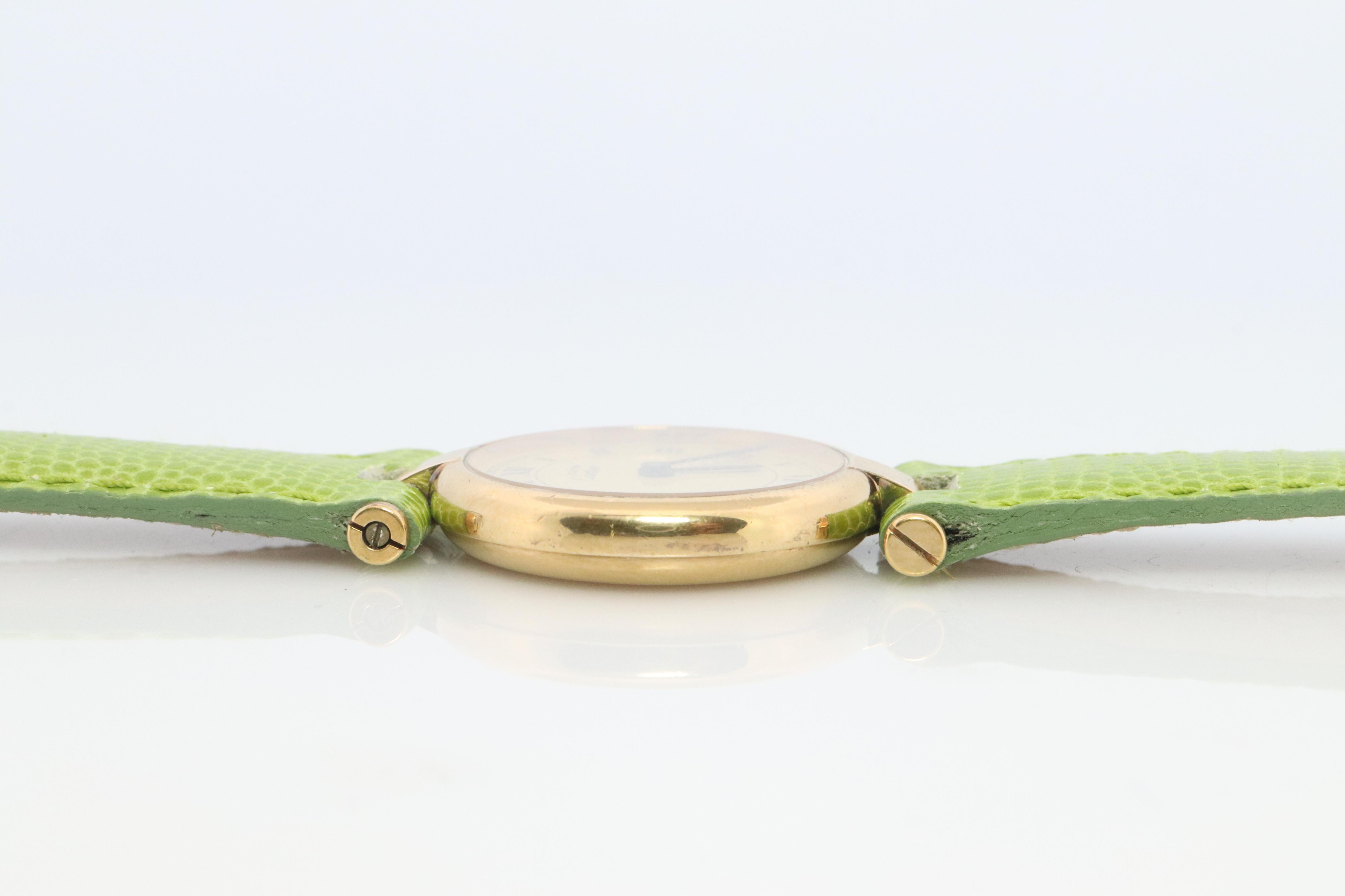 Genuine Cartier-Uhr. Must de Cartier Vendome Round Argent Vermeil White Face im Zustand „Gut“ in Port Charlotte, FL