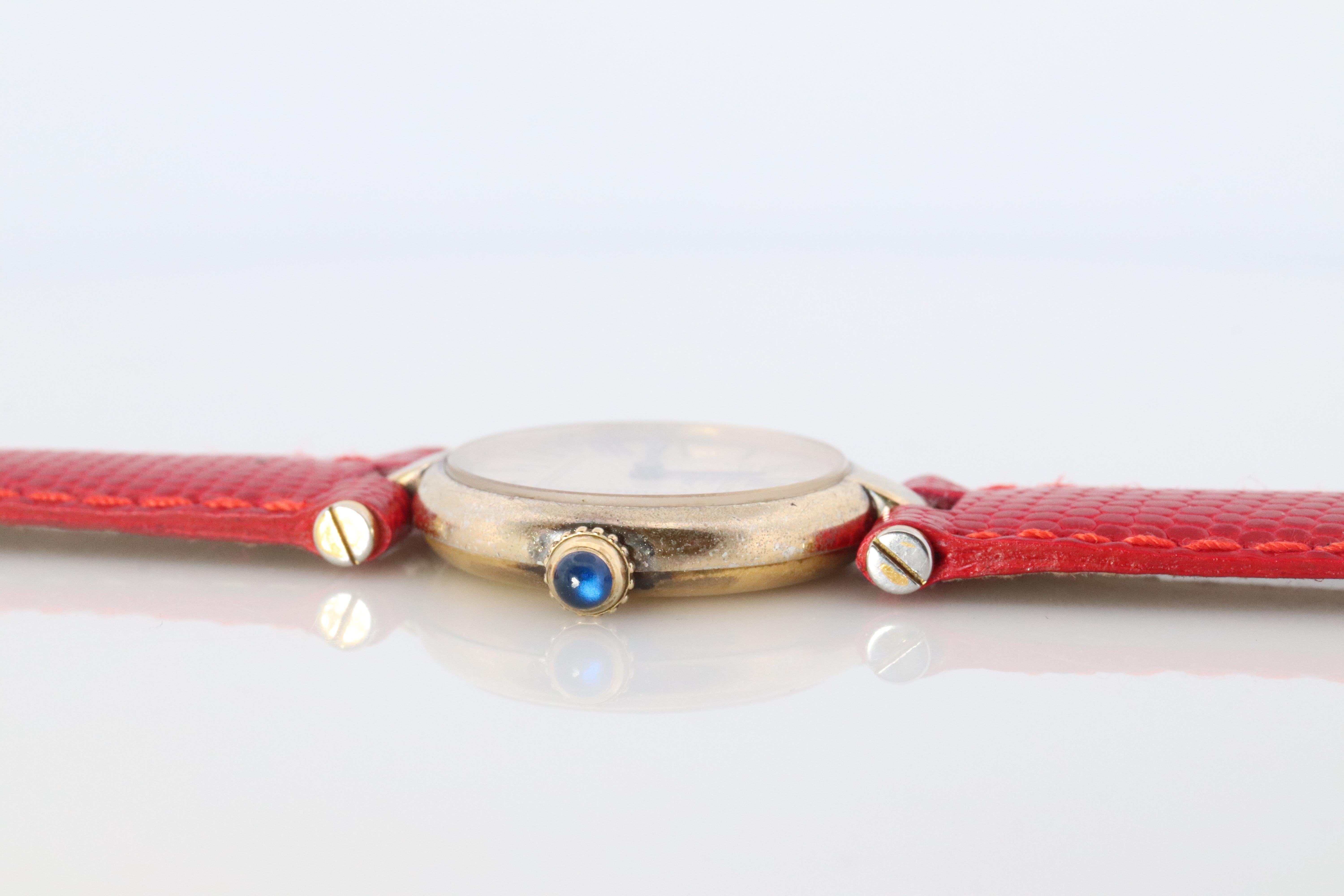 Women's Genuine Cartier Watch. Must de Cartier Vendome Round Argent Vermeil White Face