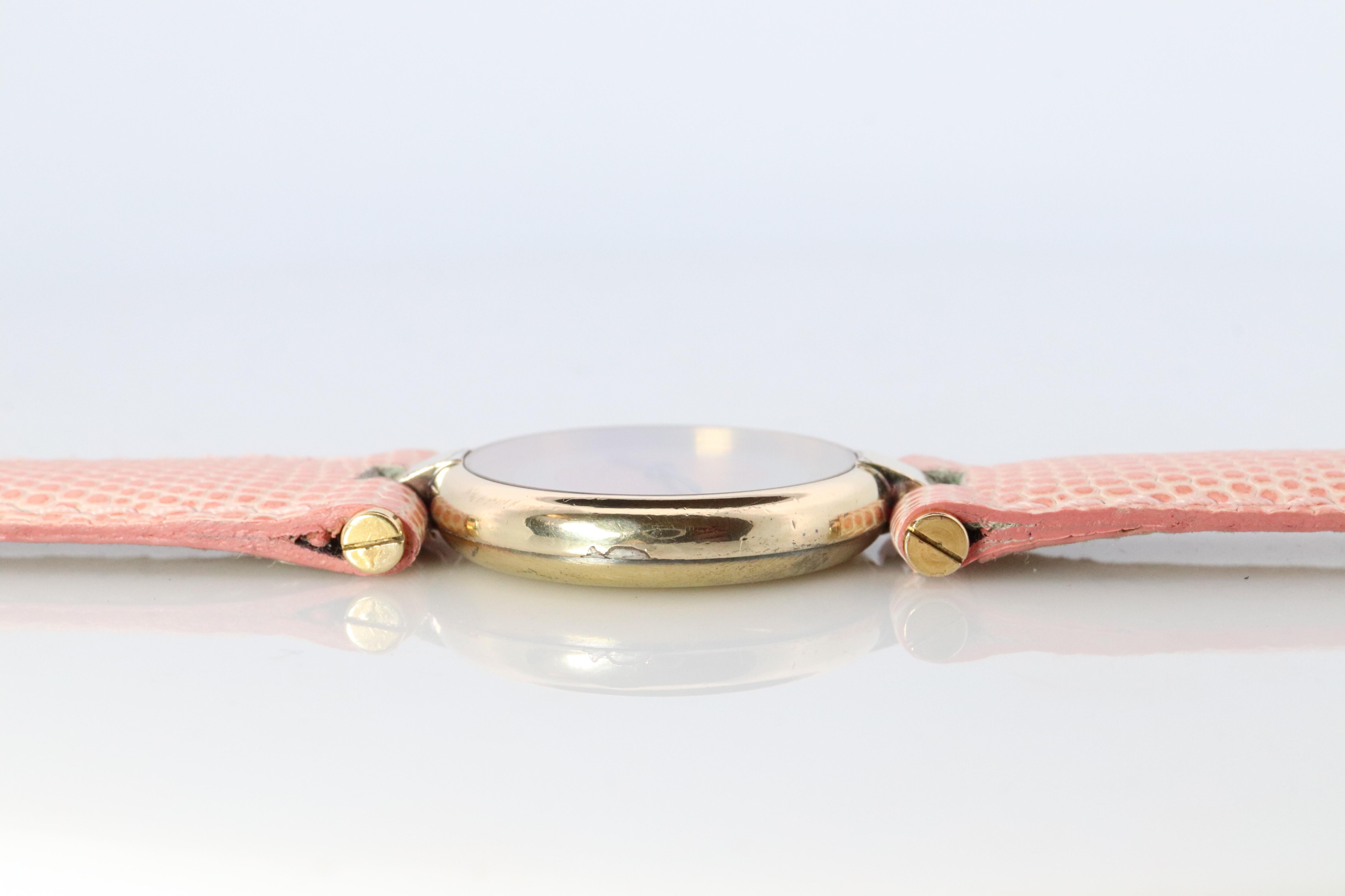 Women's Genuine Cartier Watch. Must de Cartier Vendome Round Argent Vermeil White Face For Sale