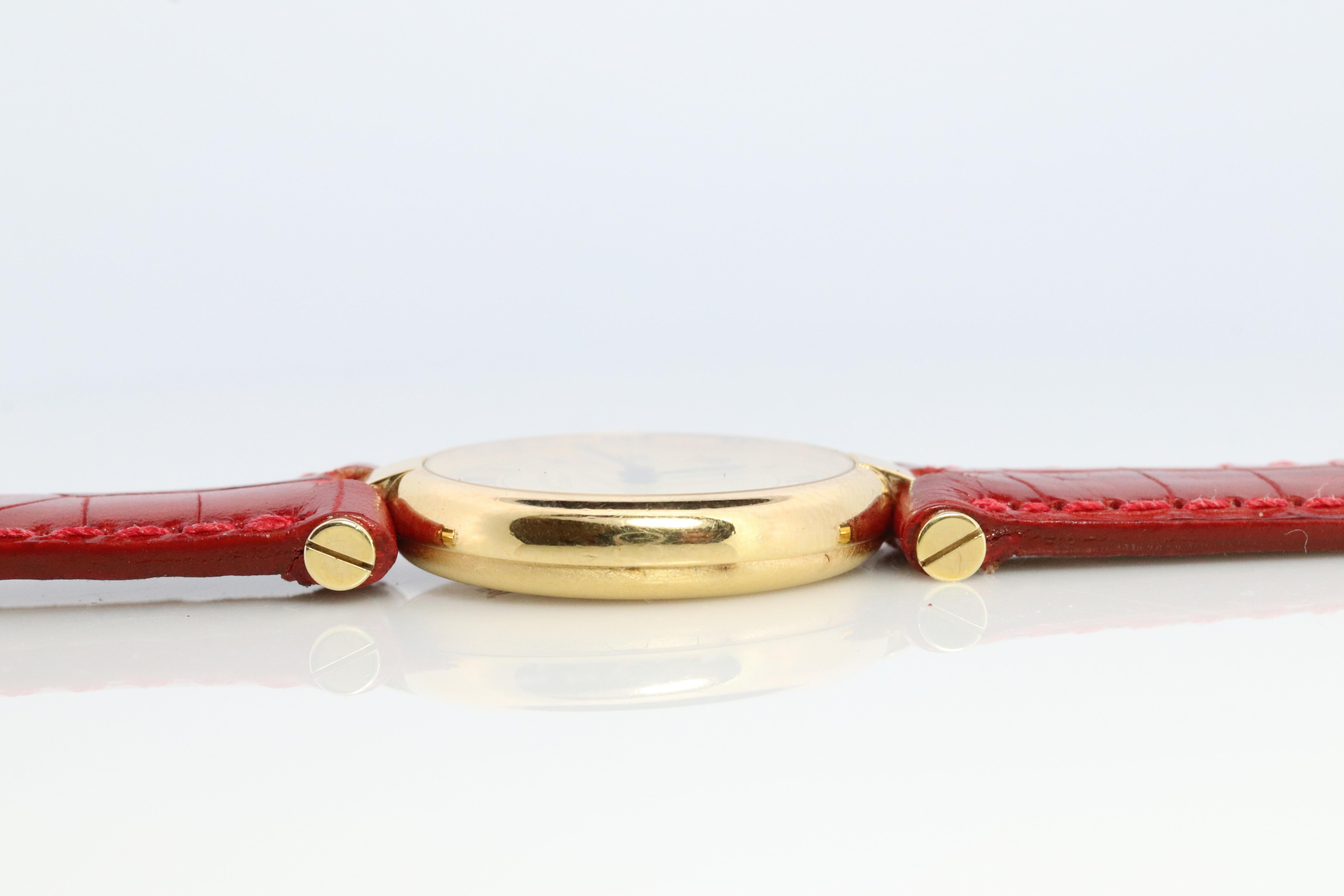 Genuine Cartier-Uhr. Must de Cartier Vendome Round Argent Vermeil White Face 2
