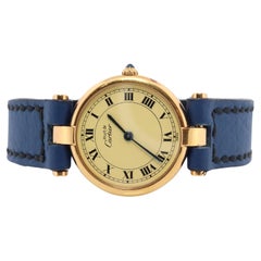 Genuine Cartier-Uhr. Must de Cartier Vendome Round Argent Vermeil White Face
