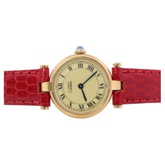 Genuine Cartier-Uhr. Must de Cartier Vendome Round Argent Vermeil White Face